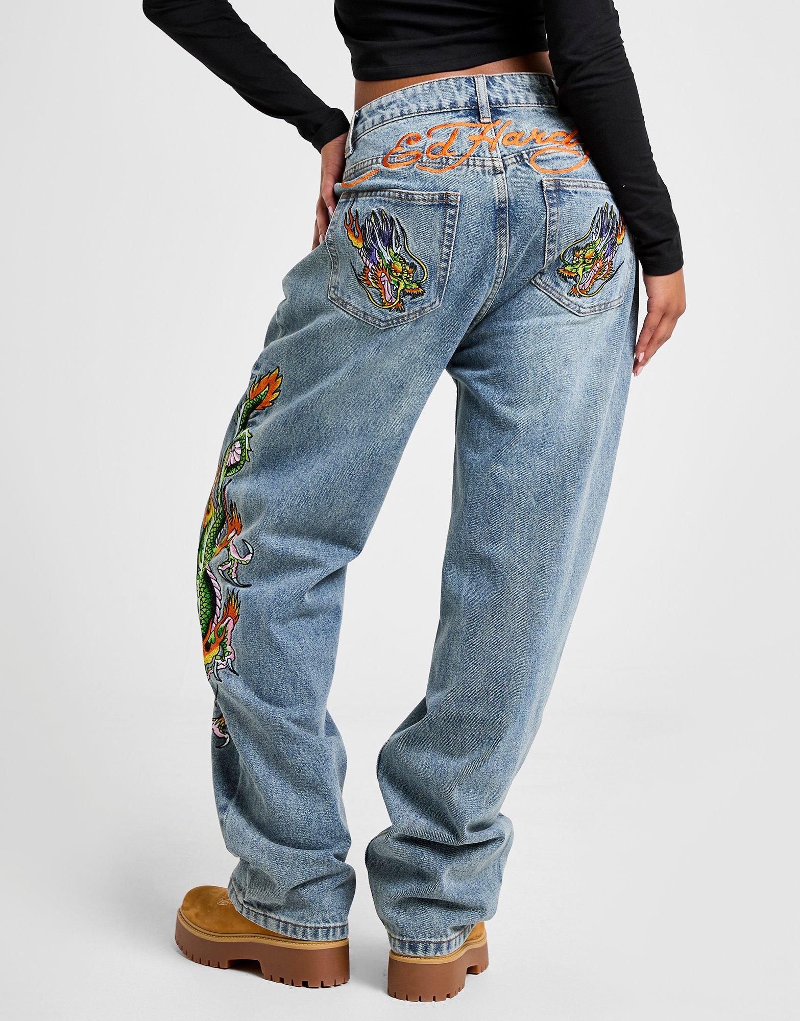 Ed Hardy Crawling Dragon Relaxed Jeans