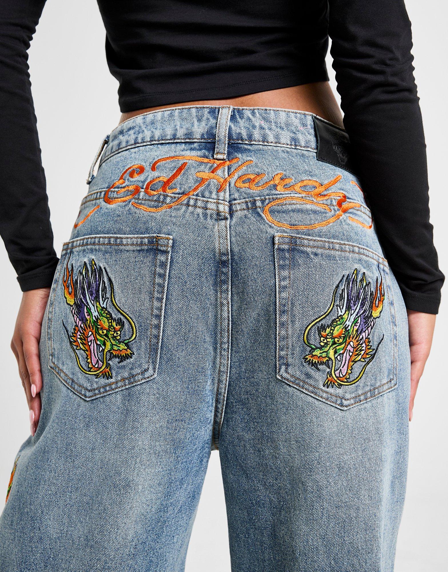 Ed Hardy Crawling Dragon Relaxed Jeans