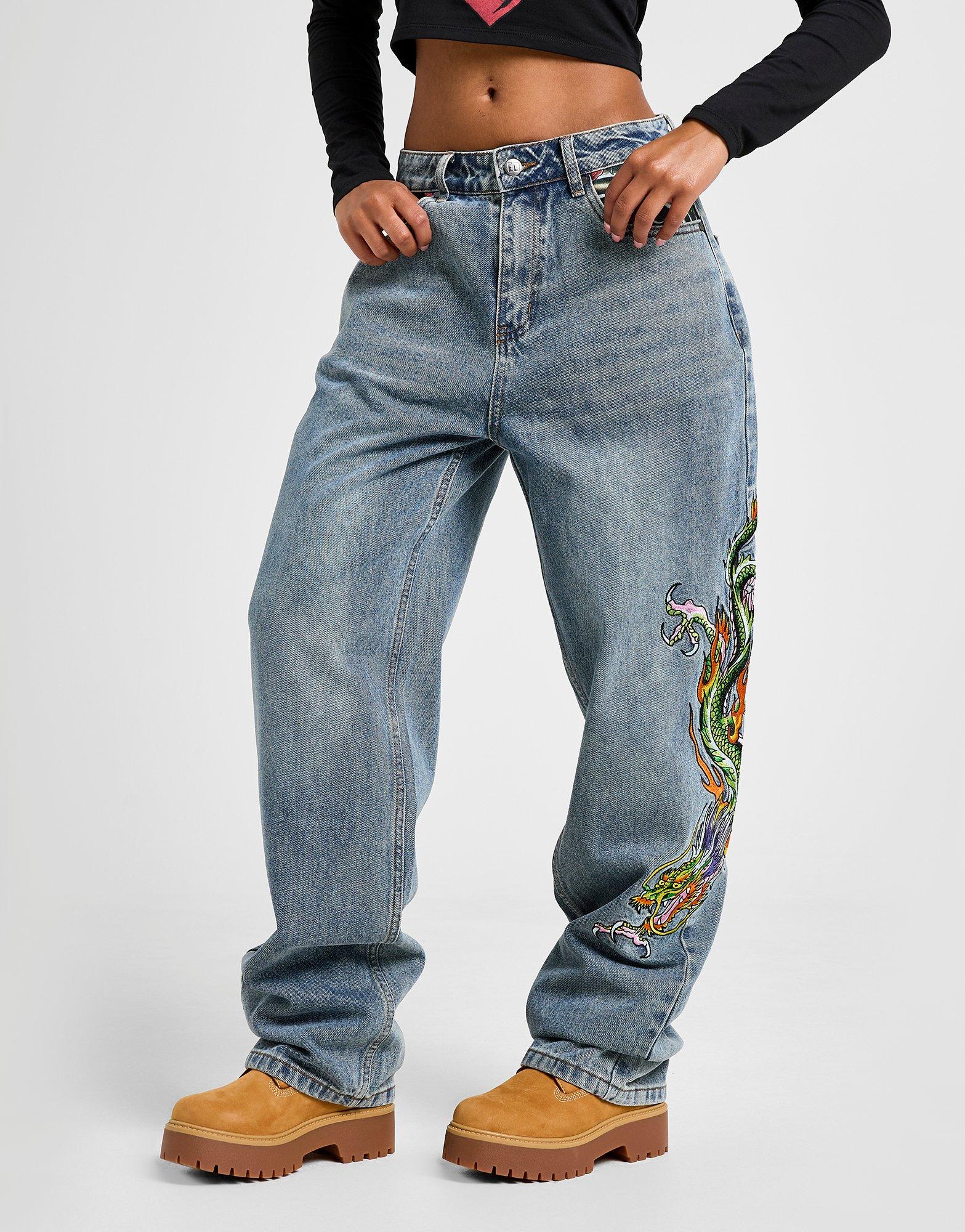 Ed Hardy Crawling Dragon Relaxed Jeans