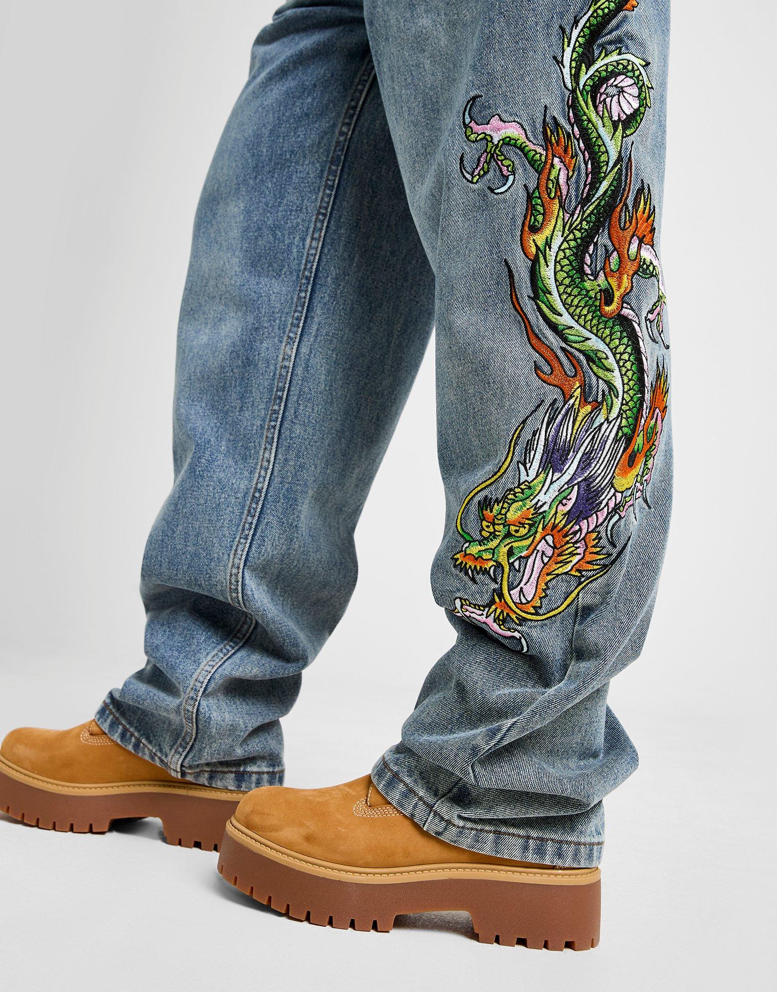 Ed Hardy Crawling Dragon Relaxed Jeans