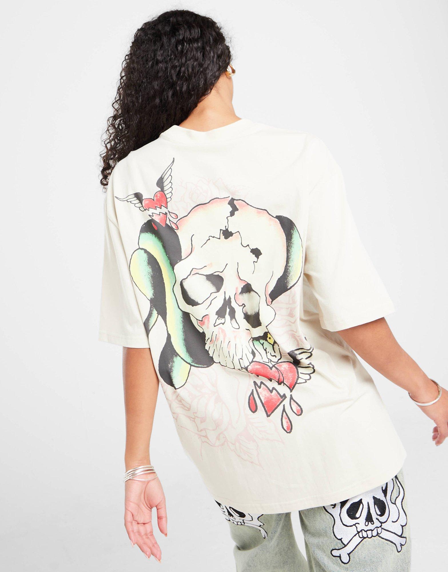Ed Hardy Snake Skull Boyfriend T-Shirt