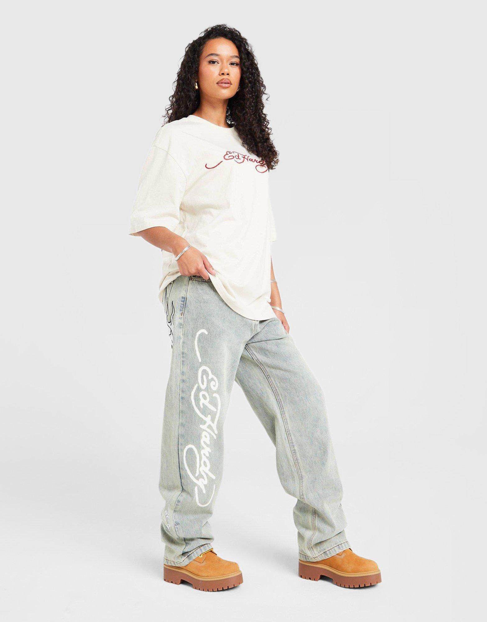 Ed Hardy Jean Flaming Skull Relaxed