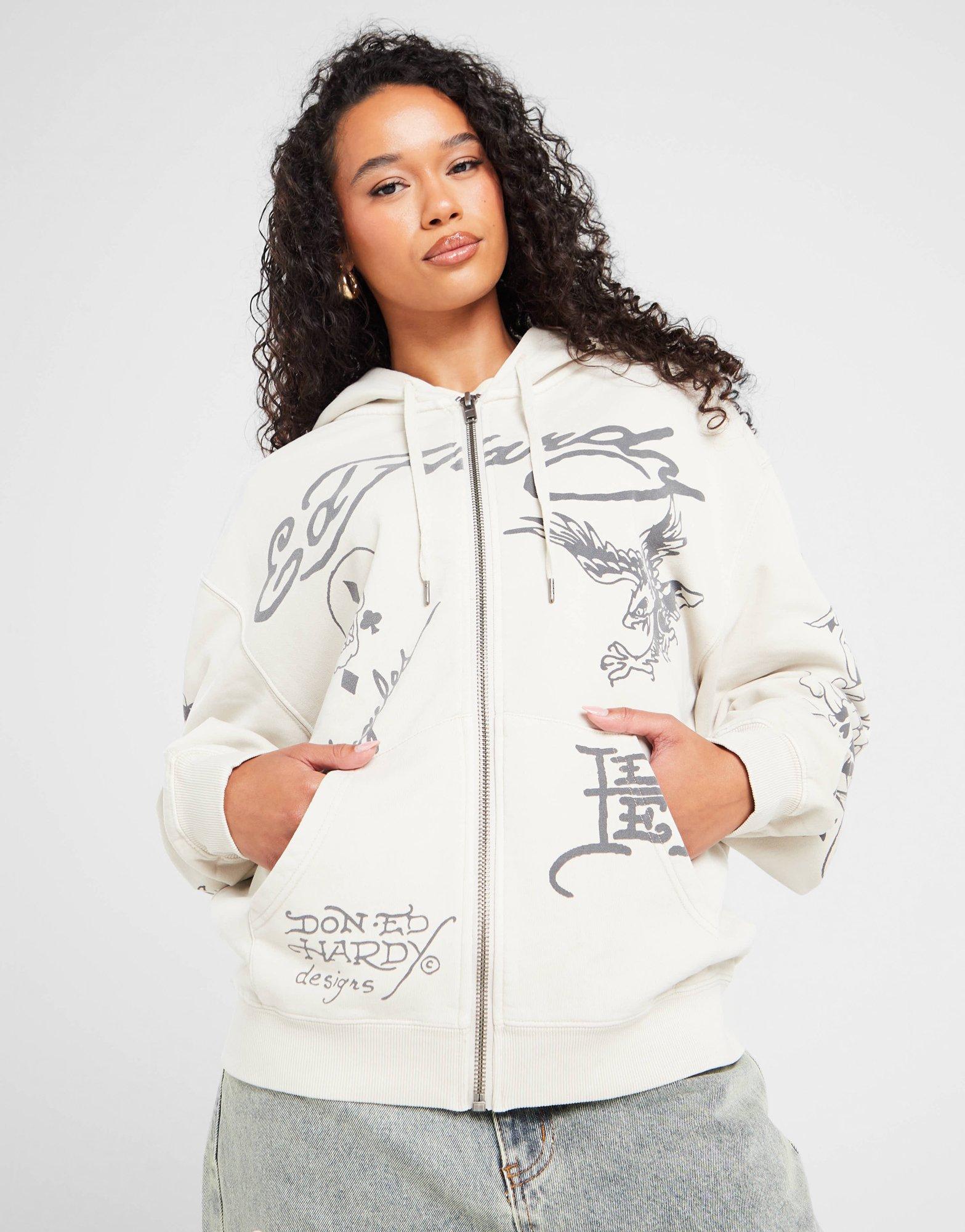 Ed Hardy Skull Boyfriend Full Zip Hoodie