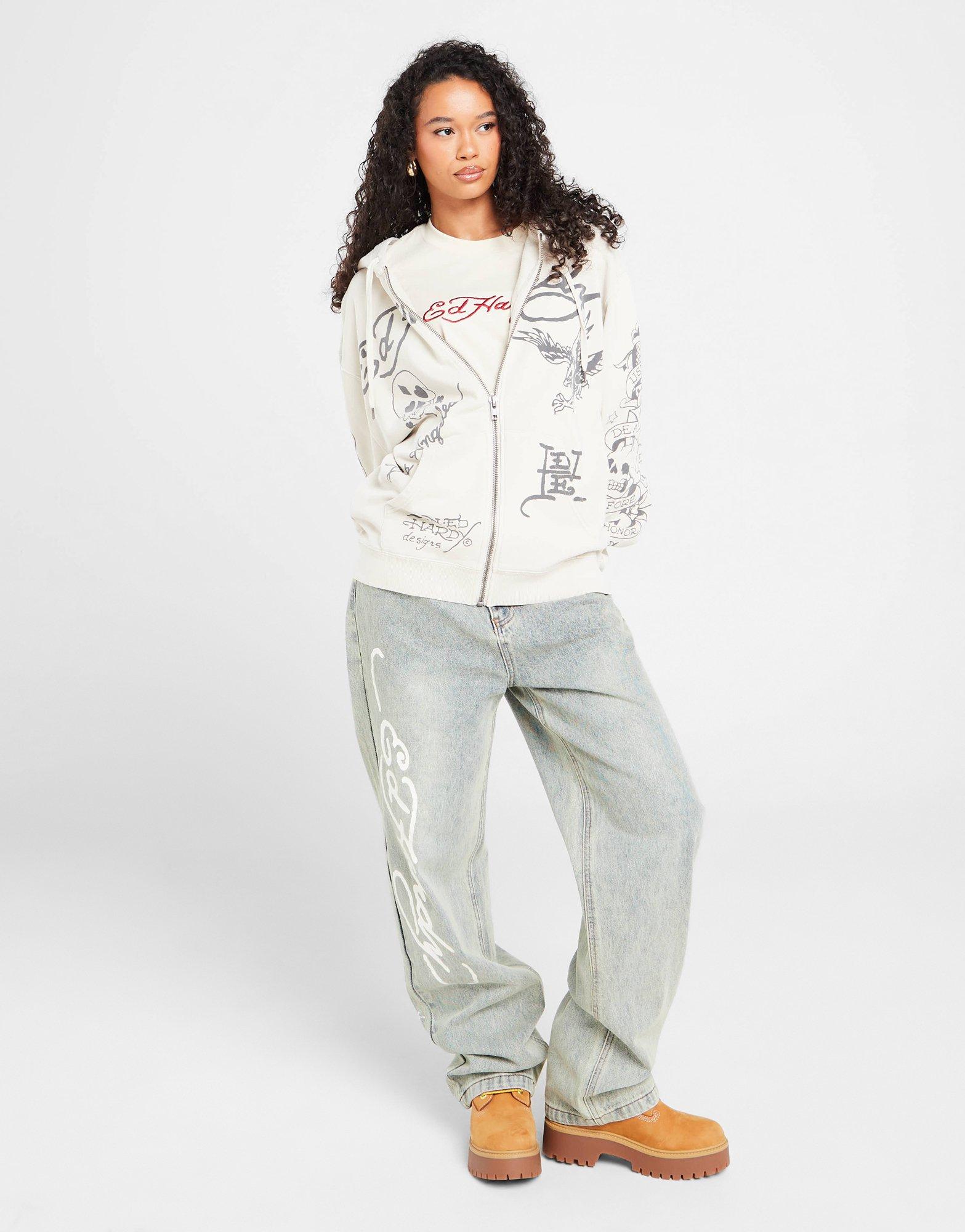 Ed Hardy Skull Boyfriend Full Zip Hoodie