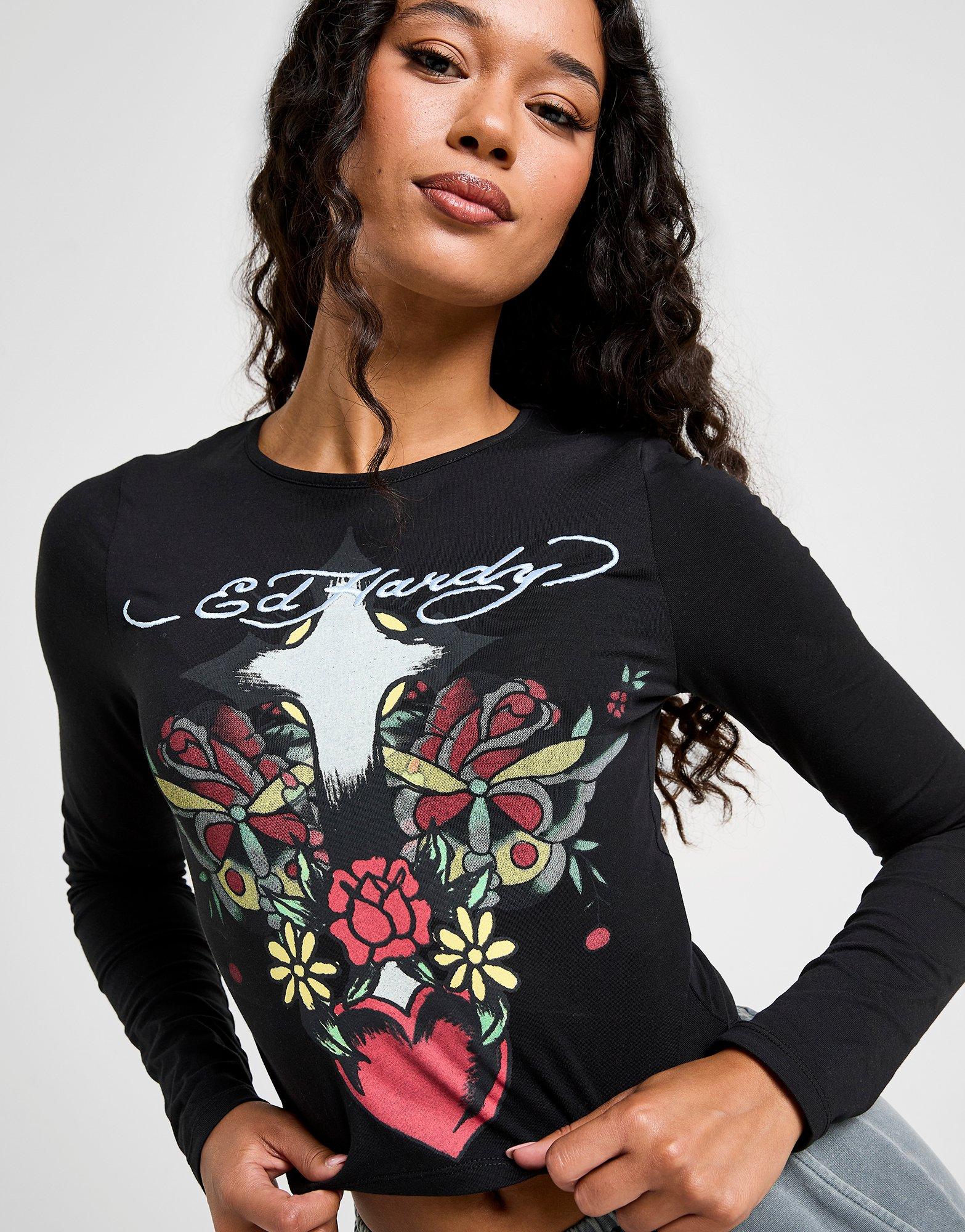 Ed Hardy Heart Cross Long Sleeve T-Shirt