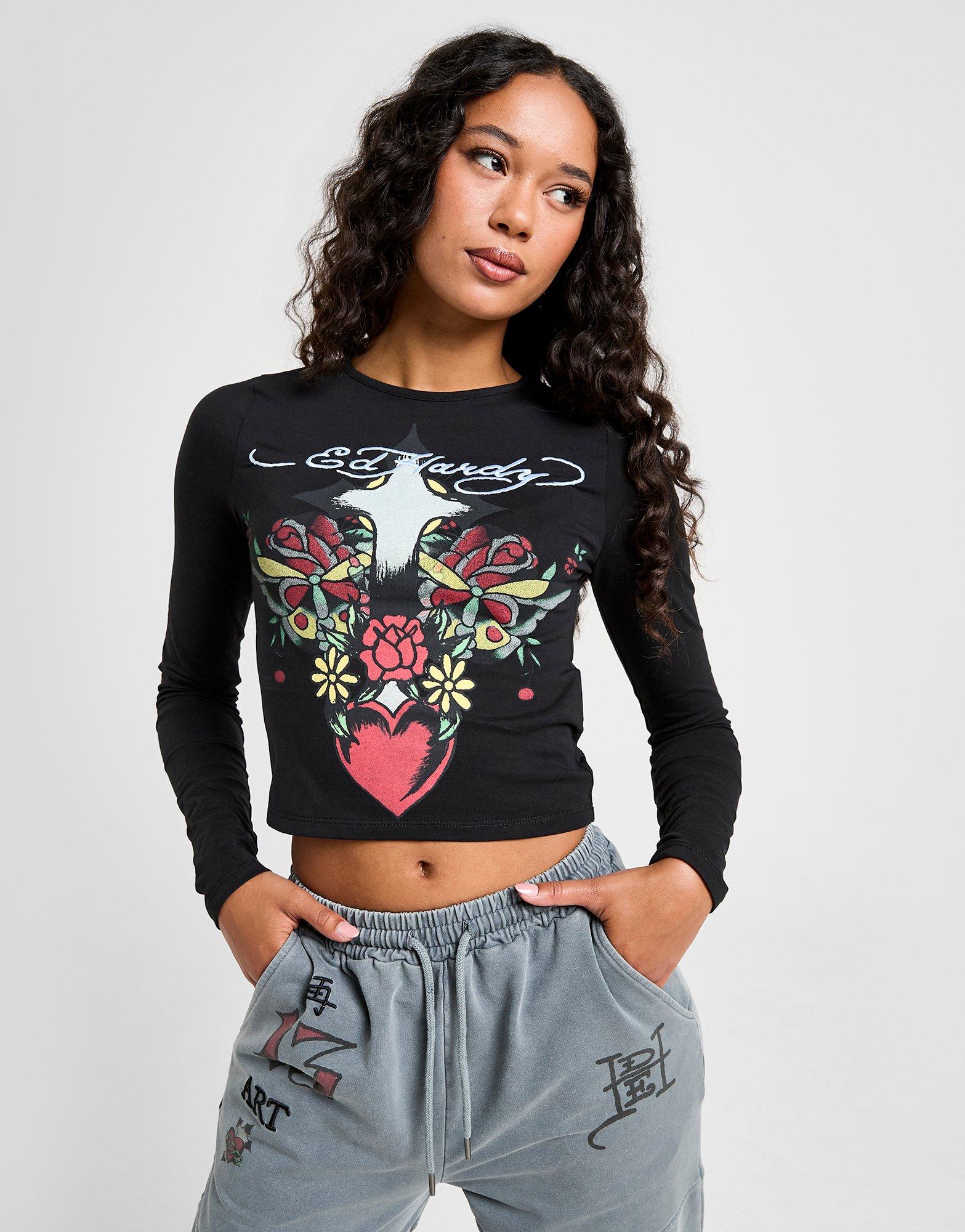 Ed Hardy Heart Cross Long Sleeve T-Shirt