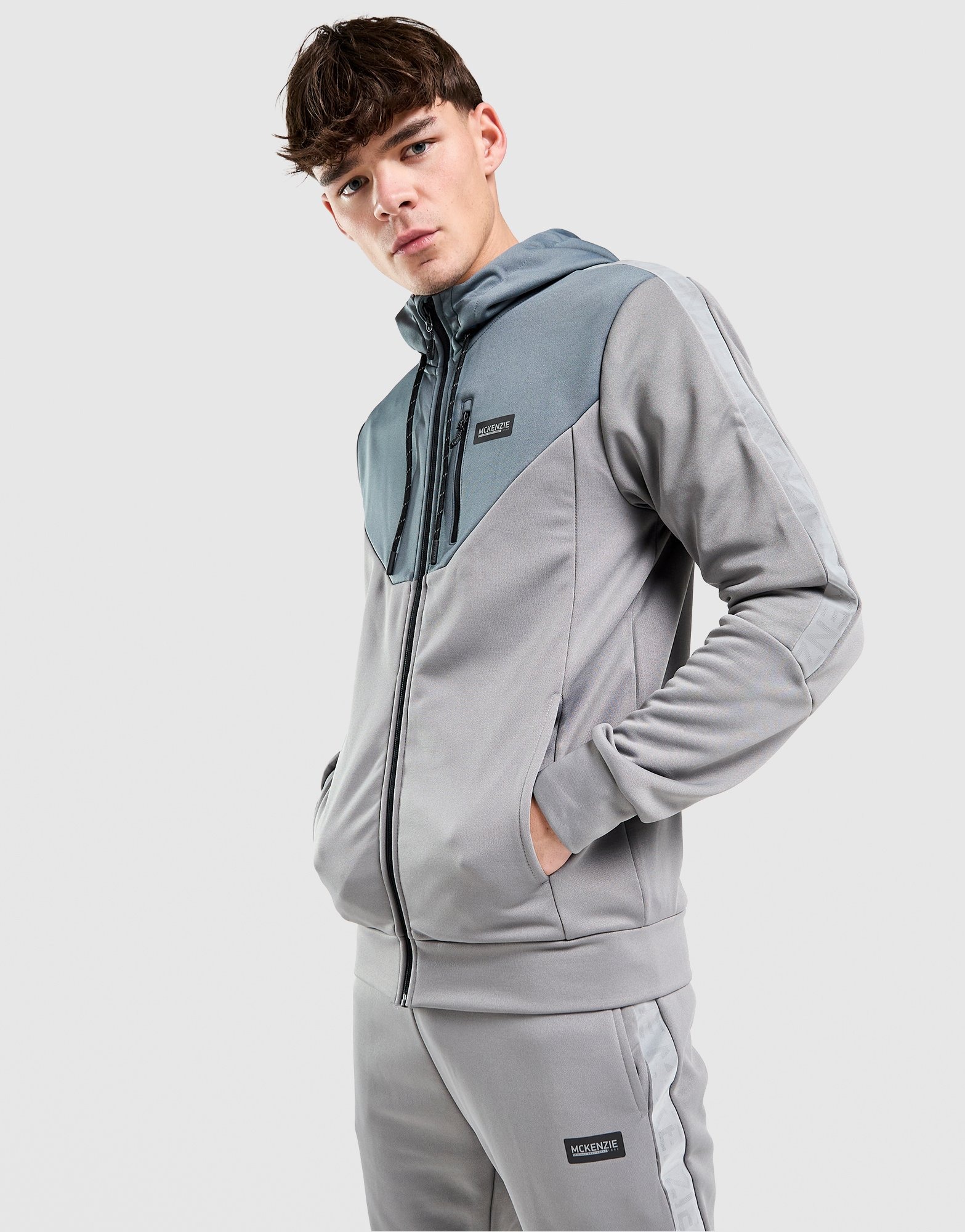 Grey McKenzie Felden Poly Full Zip Hoodie | JD Sports UK