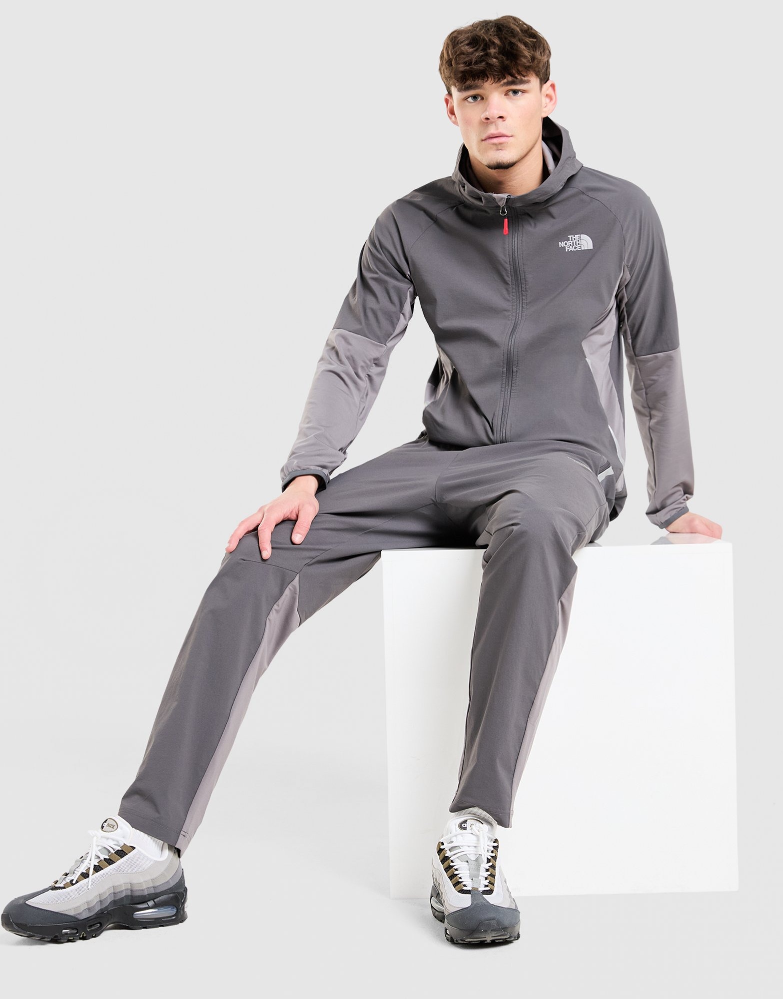 Grey The North Face Performance Woven Full Zip Hooded Jacket - JD
