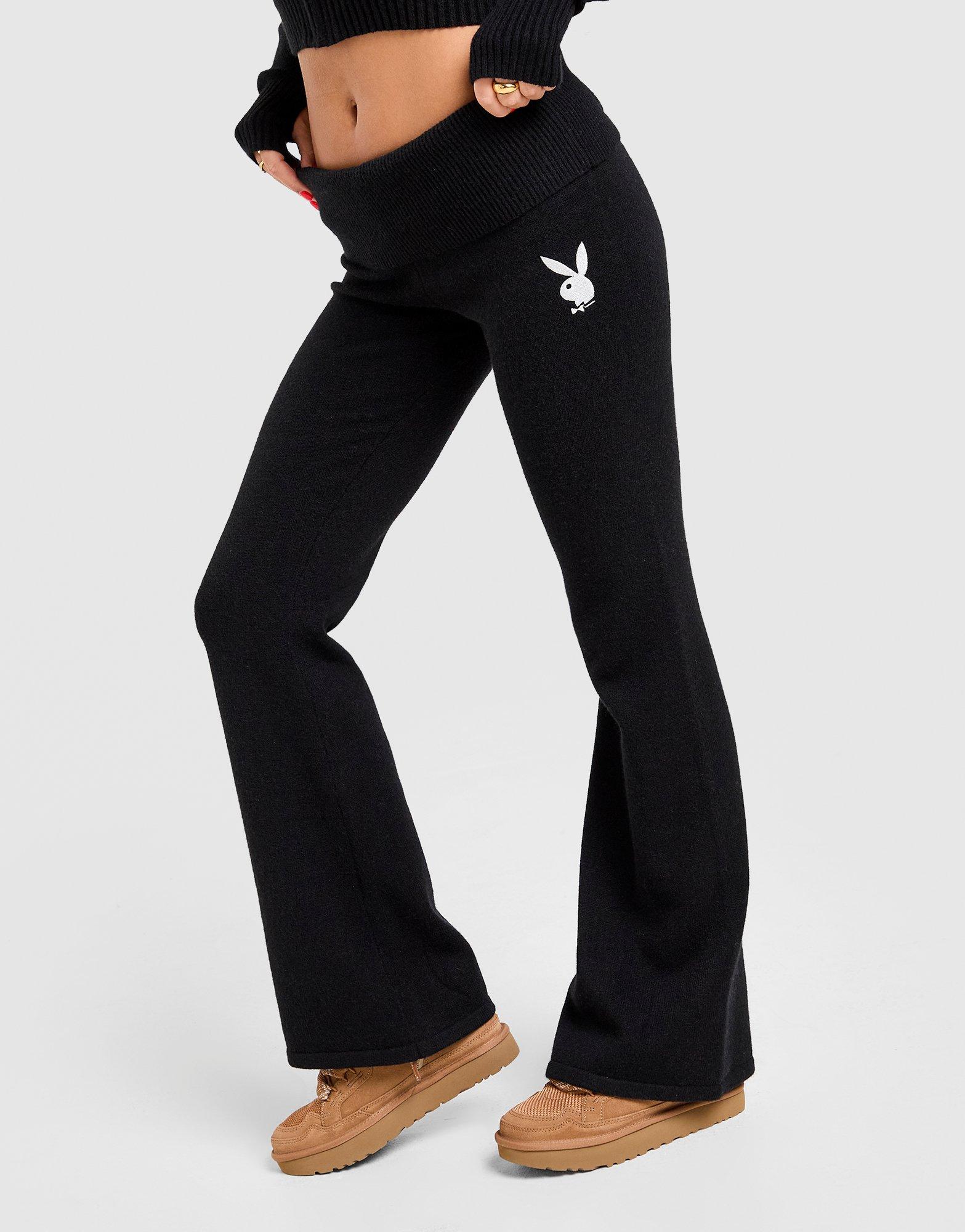 Playboy Embroidered Knit Fold Flare Leggings