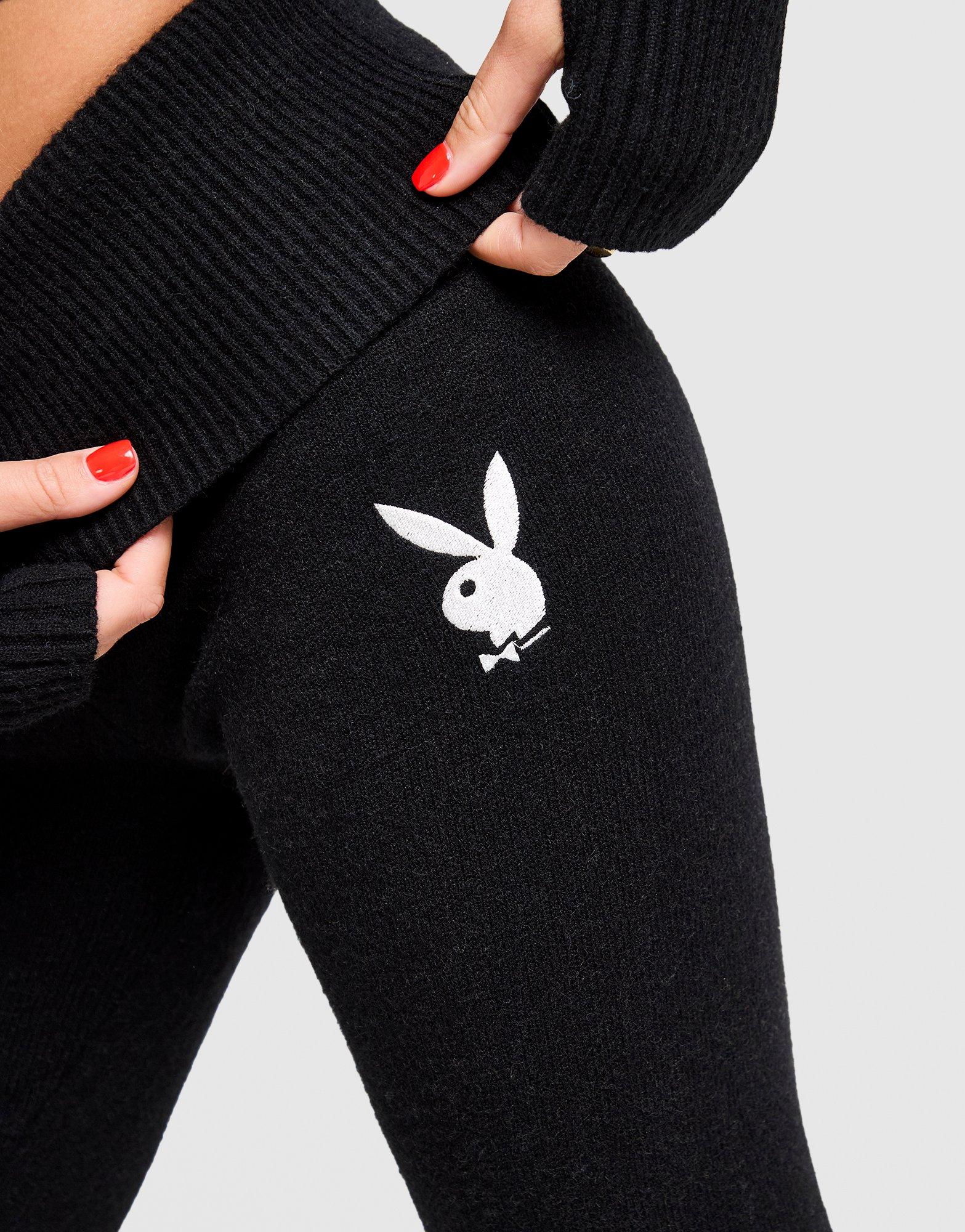 Playboy Embroidered Knit Fold Flare Leggings