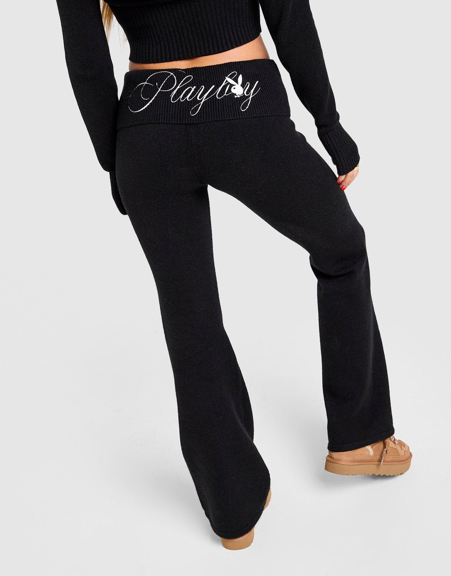 Playboy Embroidered Knit Fold Flare Leggings