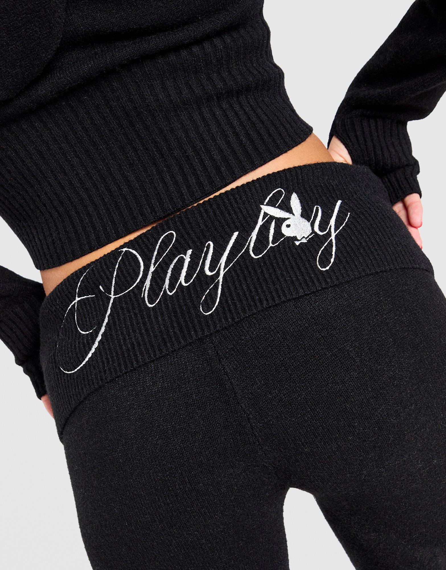 Playboy Embroidered Knit Fold Flare Leggings