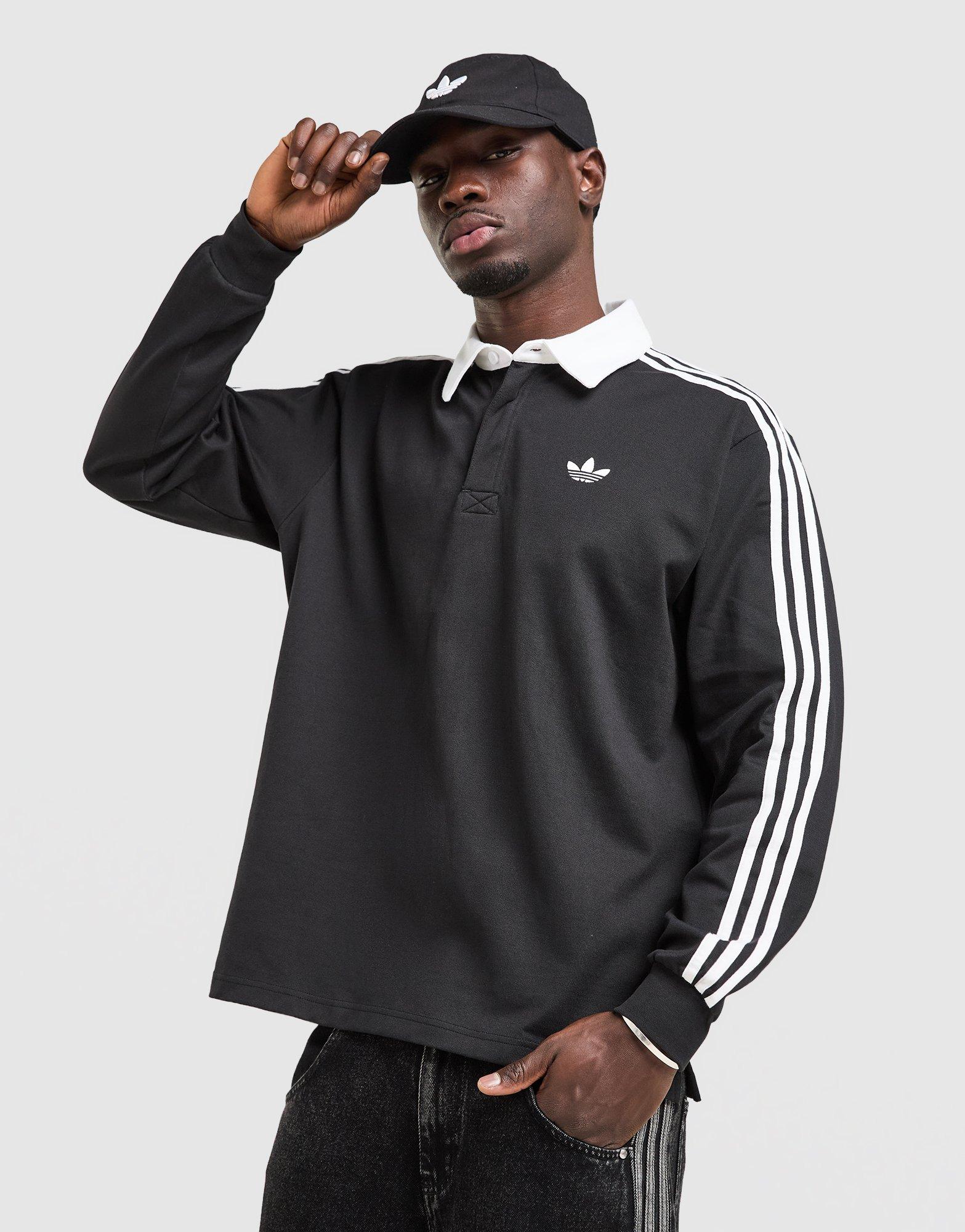 adidas Originals 3-Stripes Rugby Long Sleeve Polo Shirt