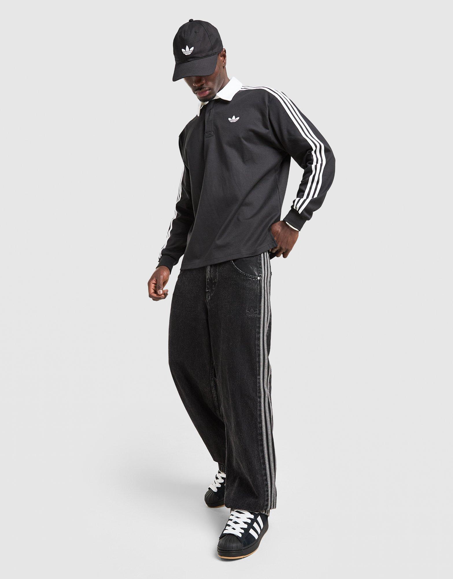 adidas Originals 3-Stripes Rugby Long Sleeve Polo Shirt