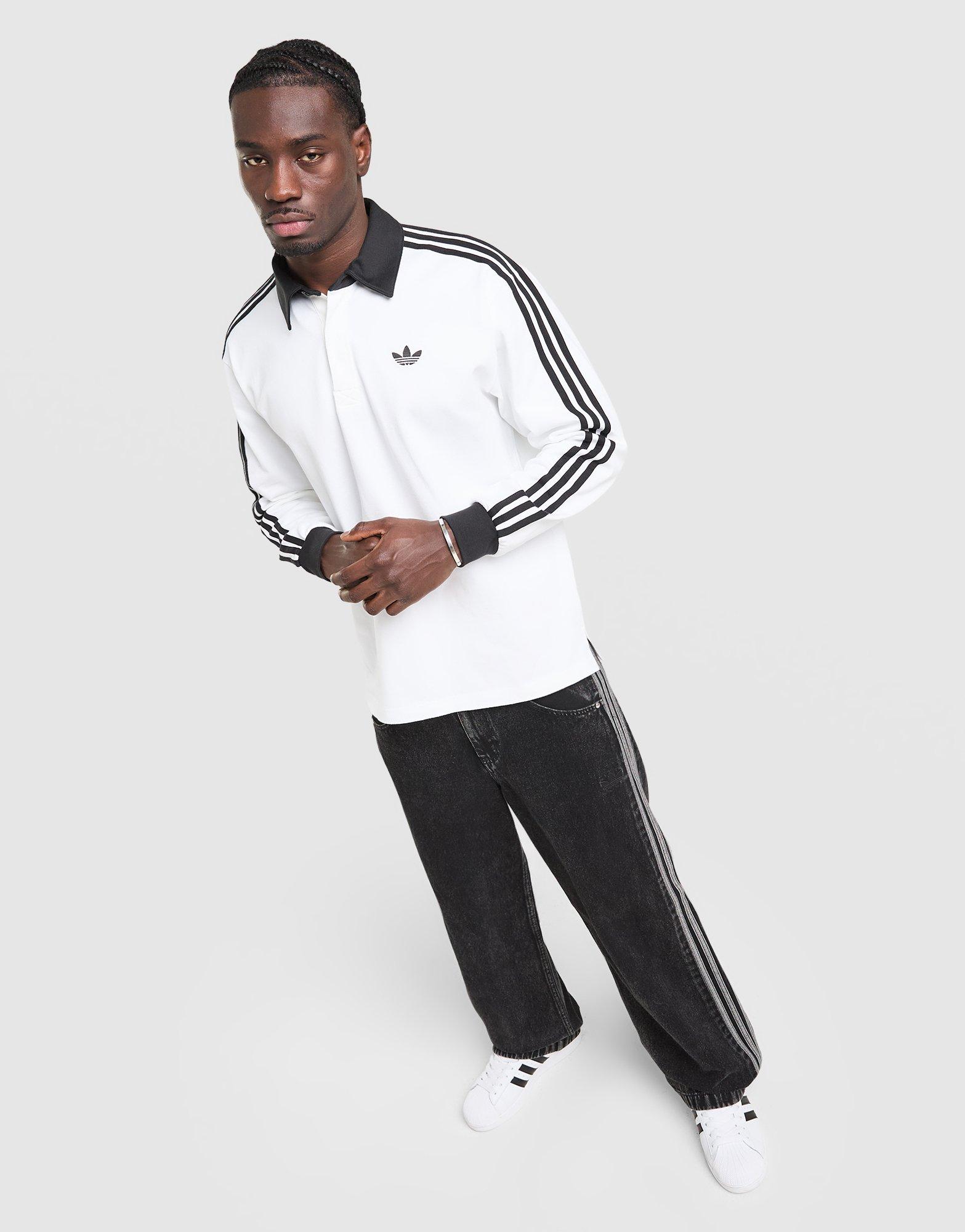 adidas Originals 3-Stripes Rugby Long Sleeve Polo Shirt