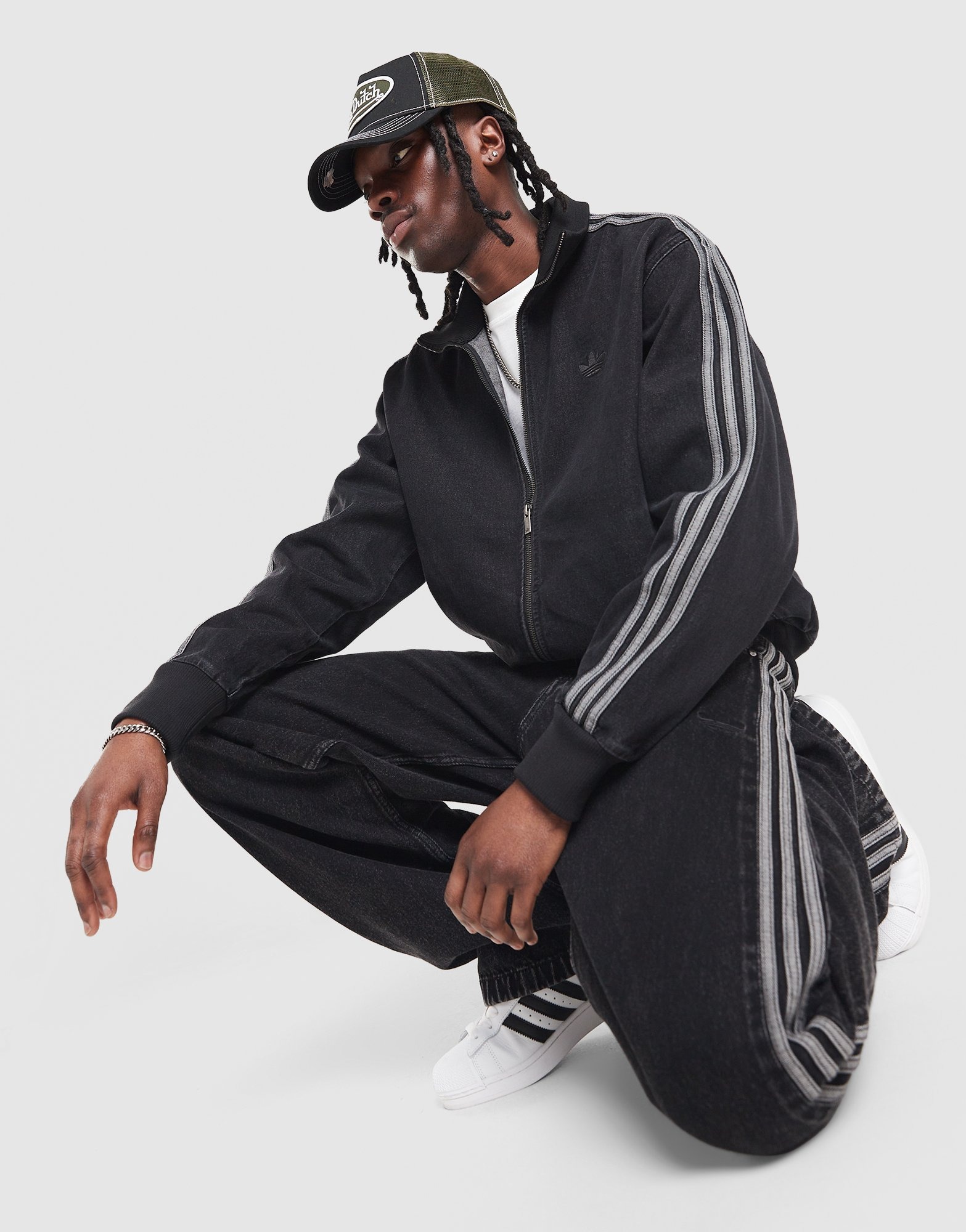 Black adidas Originals Firebird Denim Track Top - JD Sports Global