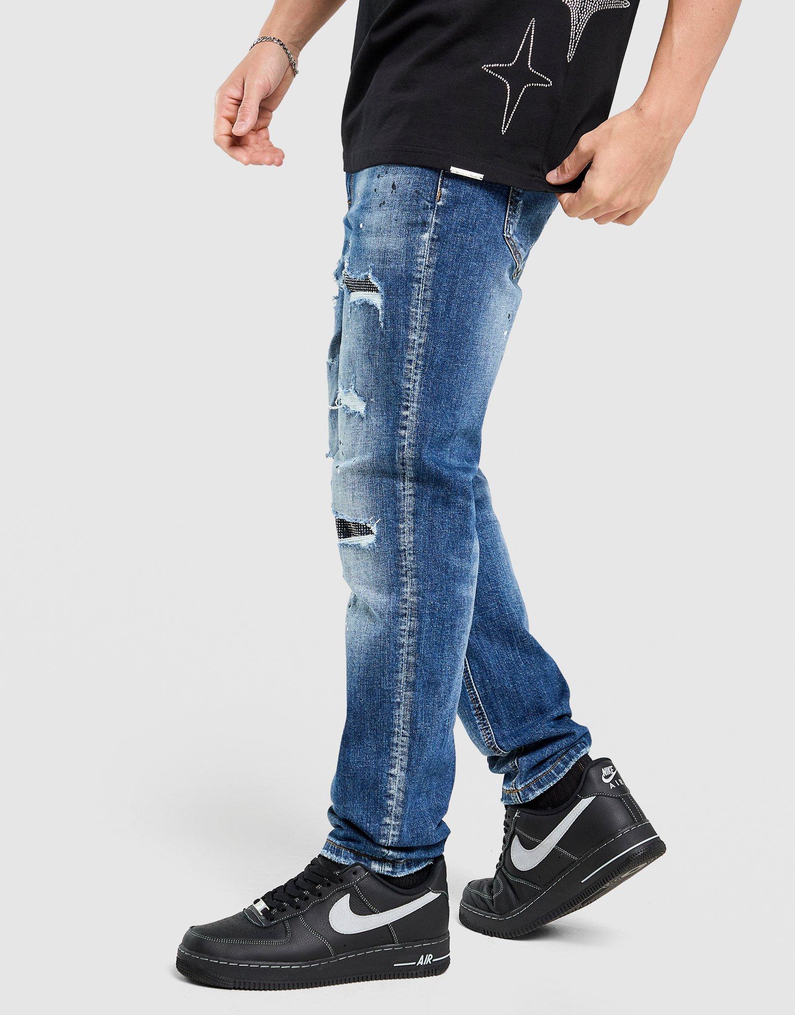 Supply & Demand Rhinestone Slim Ripped Jeans