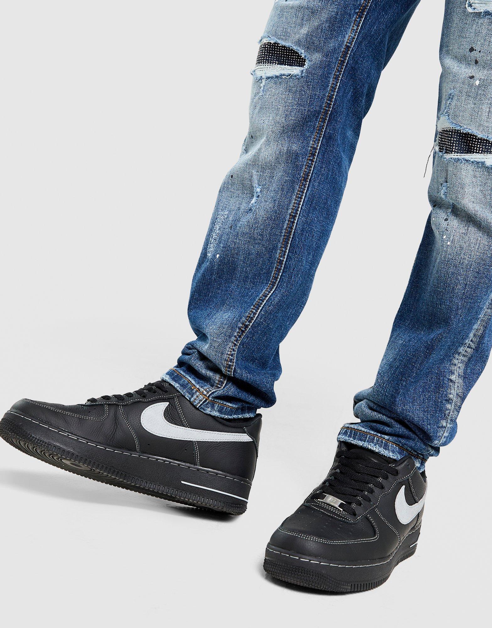 Supply & Demand Rhinestone Slim Ripped Jeans