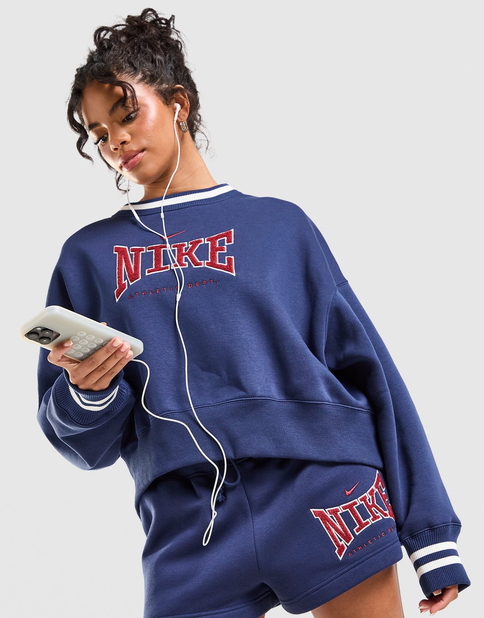 Blue Nike Classics Graphic Phoenix Oversized Crew Sweatshirt | JD