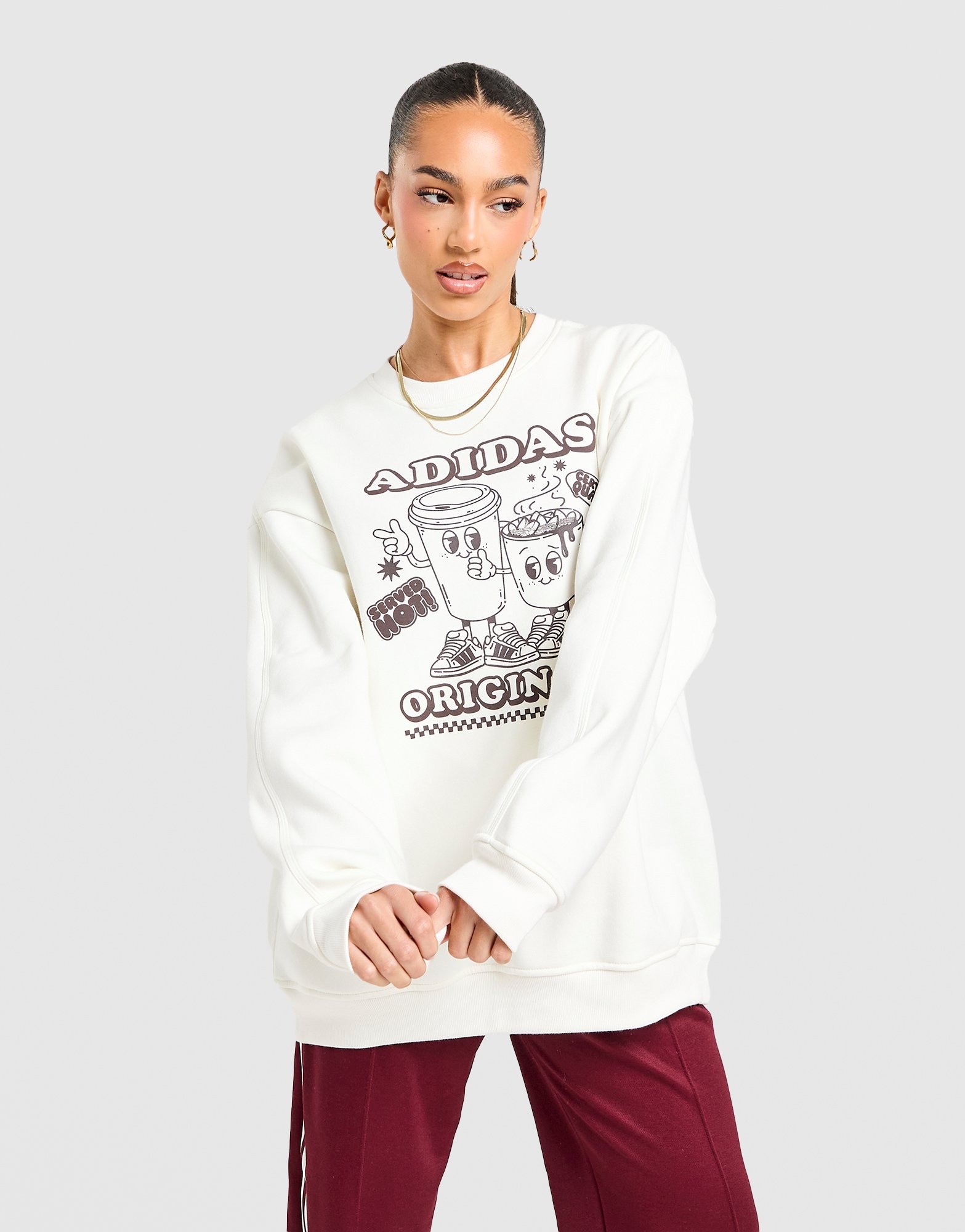 White adidas Originals Coffee Club Crew Sweatshirt JD Sports Global