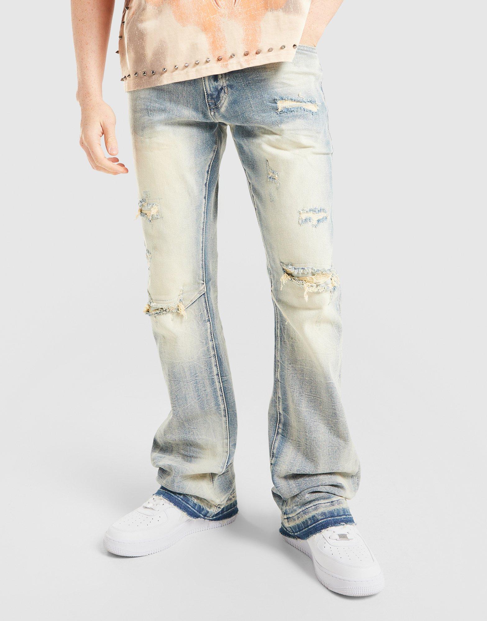 Smoke Rise Jeans Flare Impilati Lavaggio Chiaro