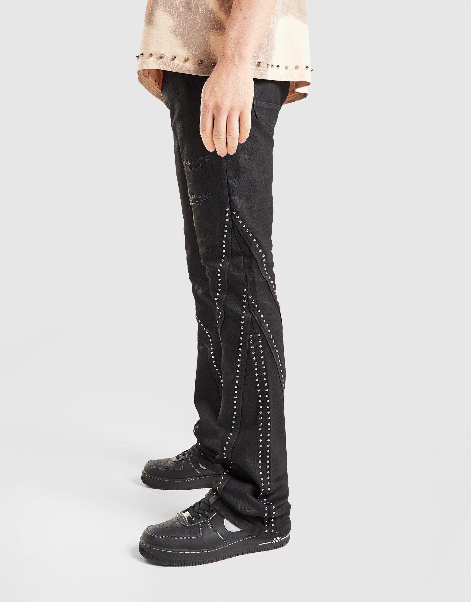 Smoke Rise Stack Flare Studded Jeans