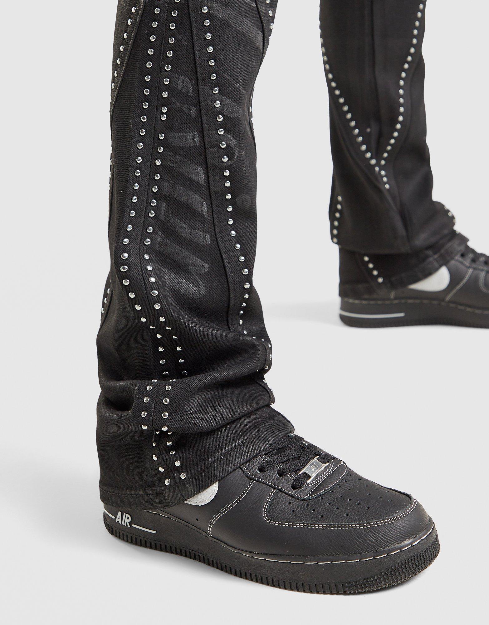 Smoke Rise Stack Flare Studded Jeans