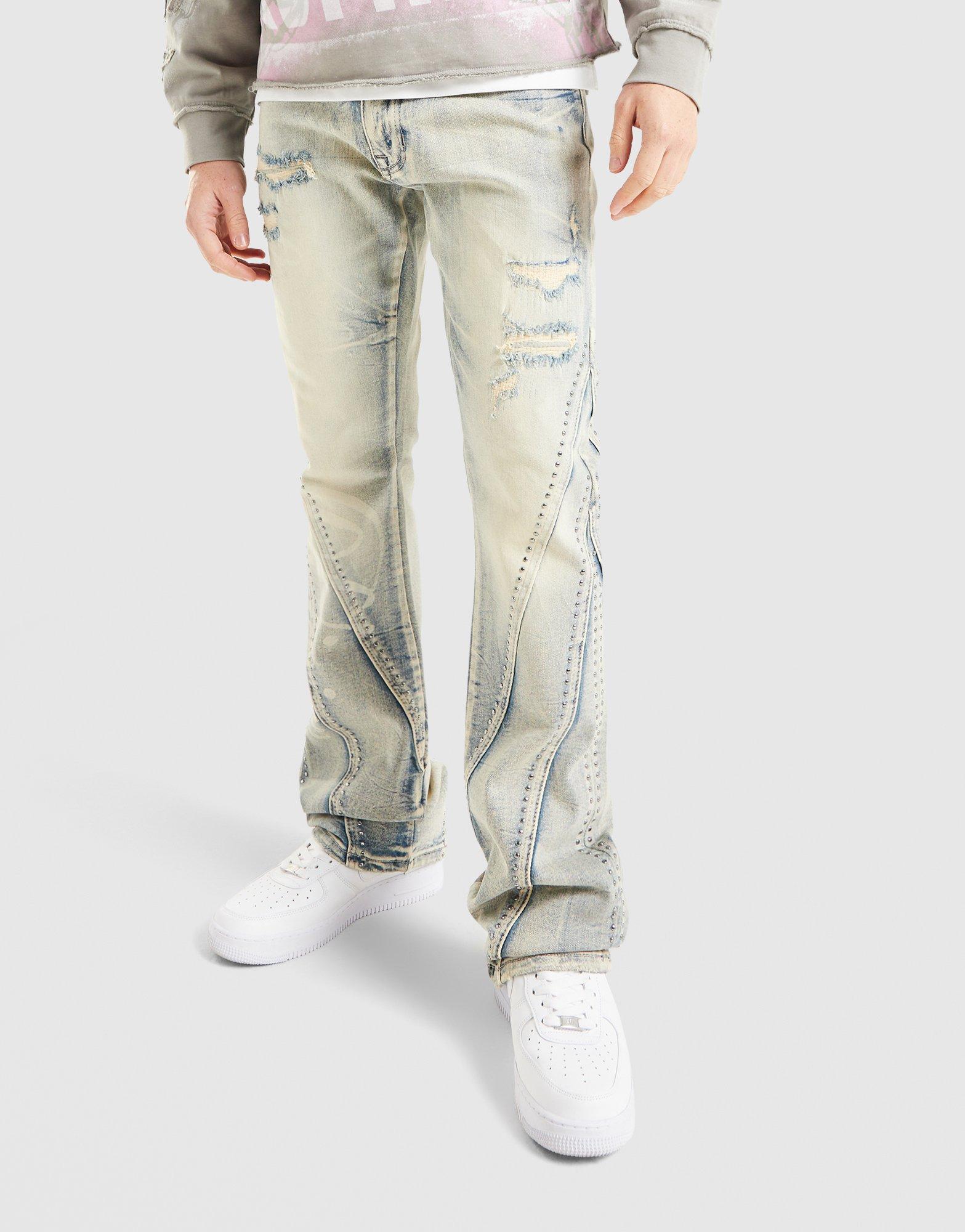 Smoke Rise Stack Flare Studded Jeans