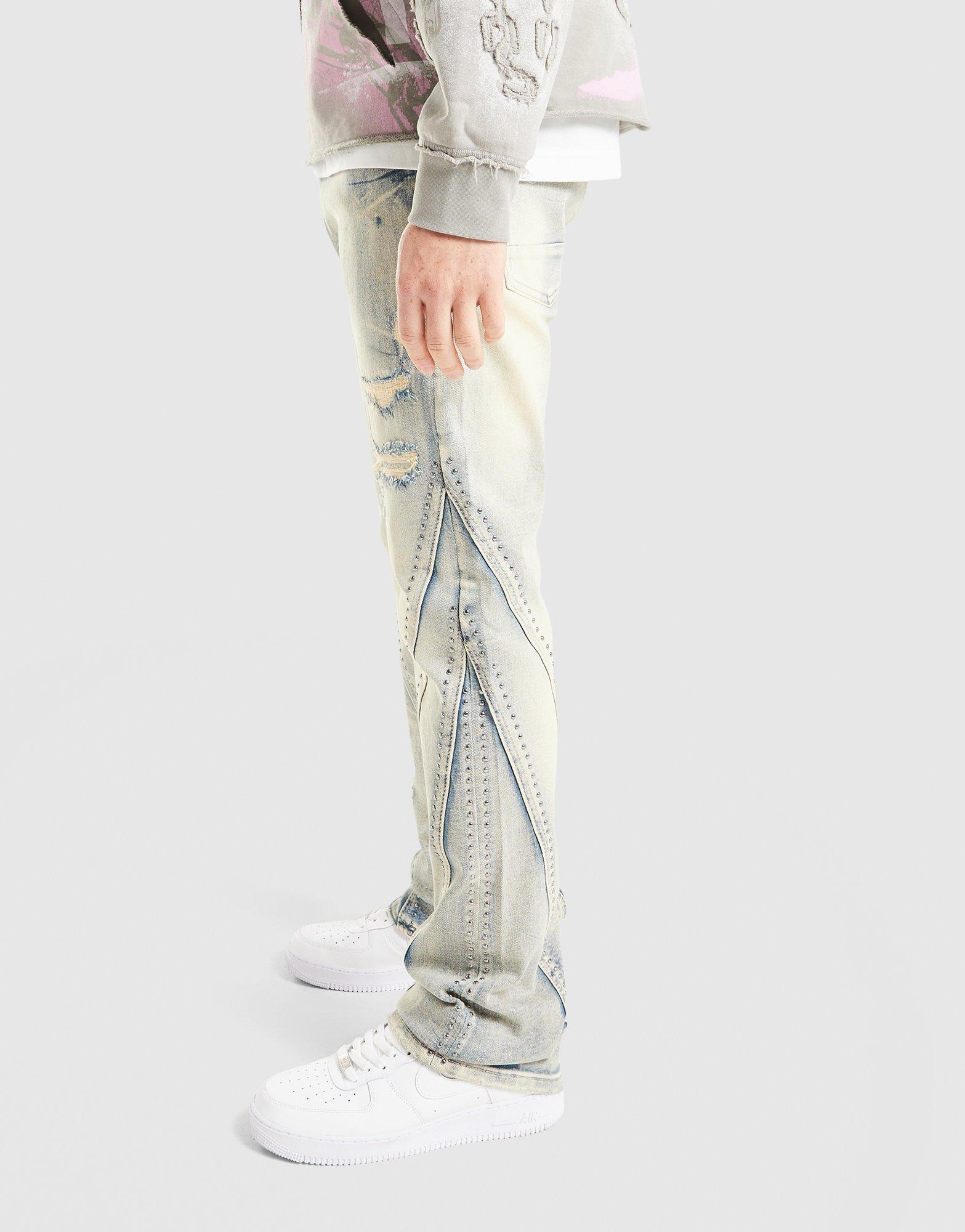 Smoke Rise Stack Flare Studded Jeans