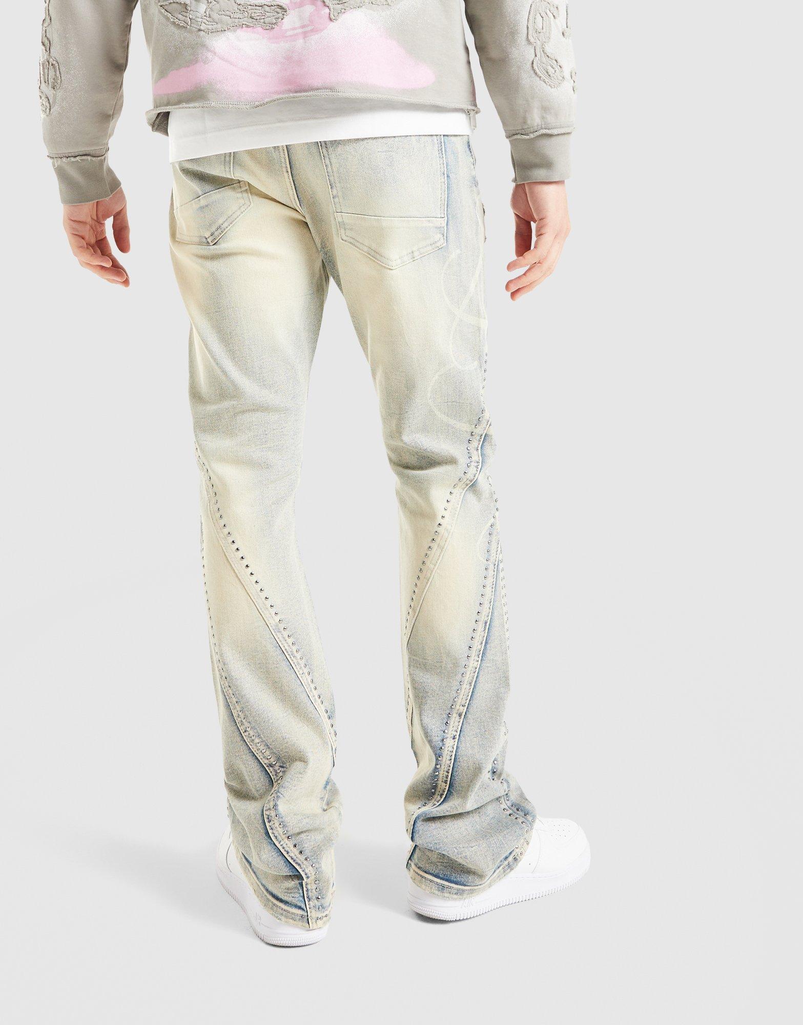 Smoke Rise Stack Flare Studded Jeans