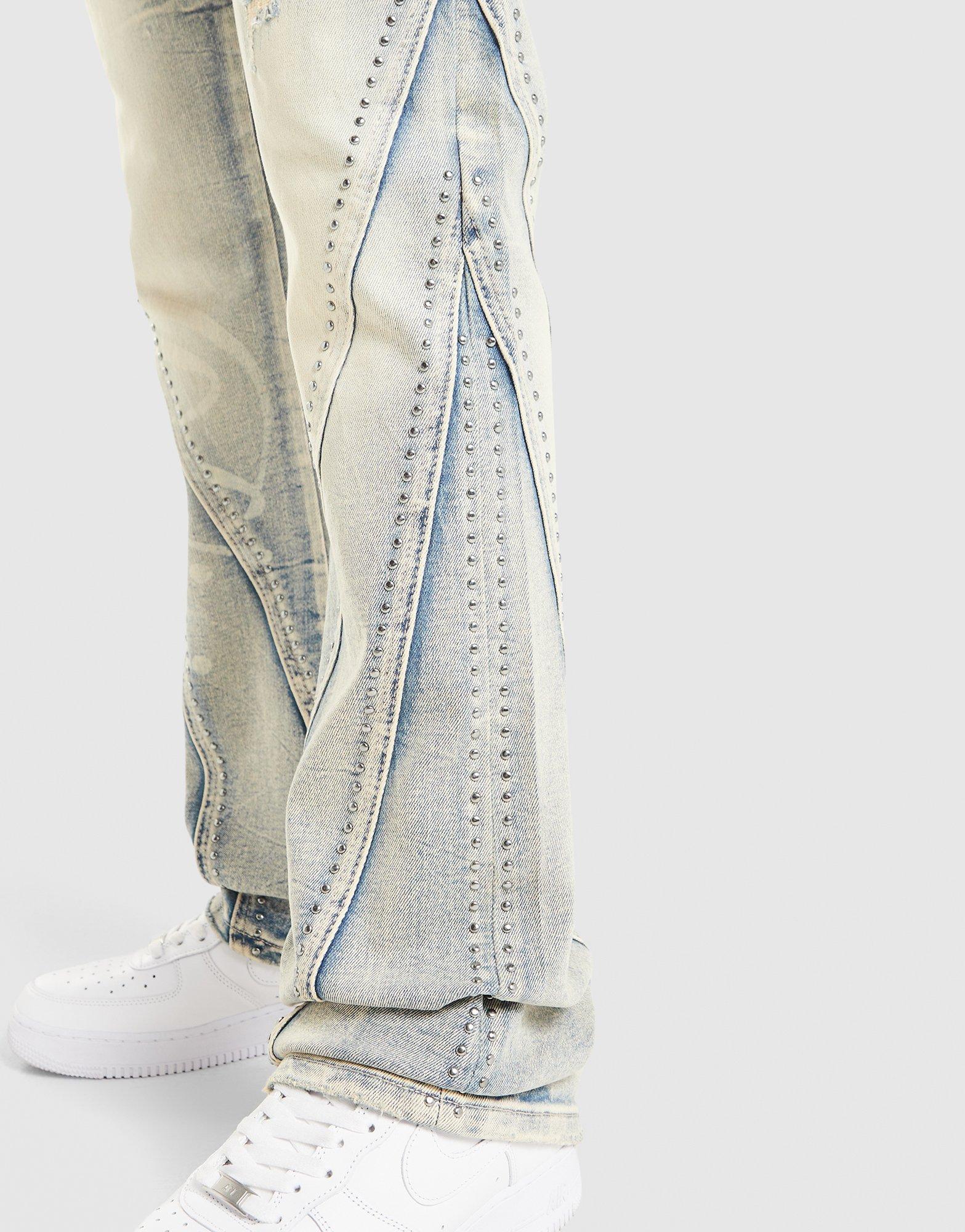 Smoke Rise Stack Flare Studded Jeans
