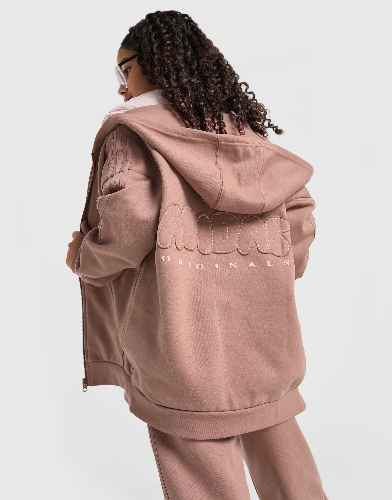 【希少】 00s パーカー フーディ レディース ブラウン XL Brown adidas Originals Girls' Logo Full Zip Hoodie Junior - JD