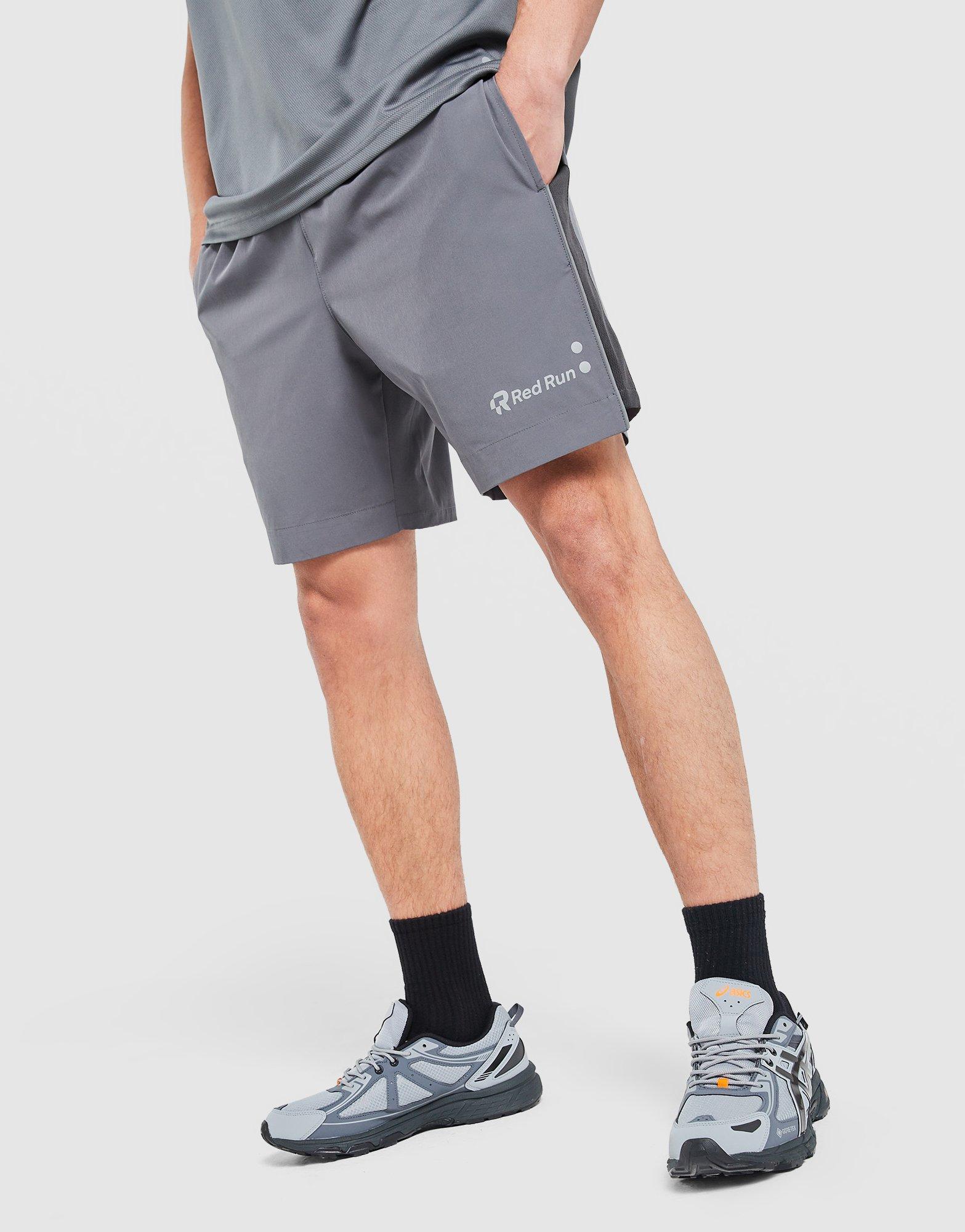 Red Run Activewear Titanium Charcoal Panelled Sports Shorts