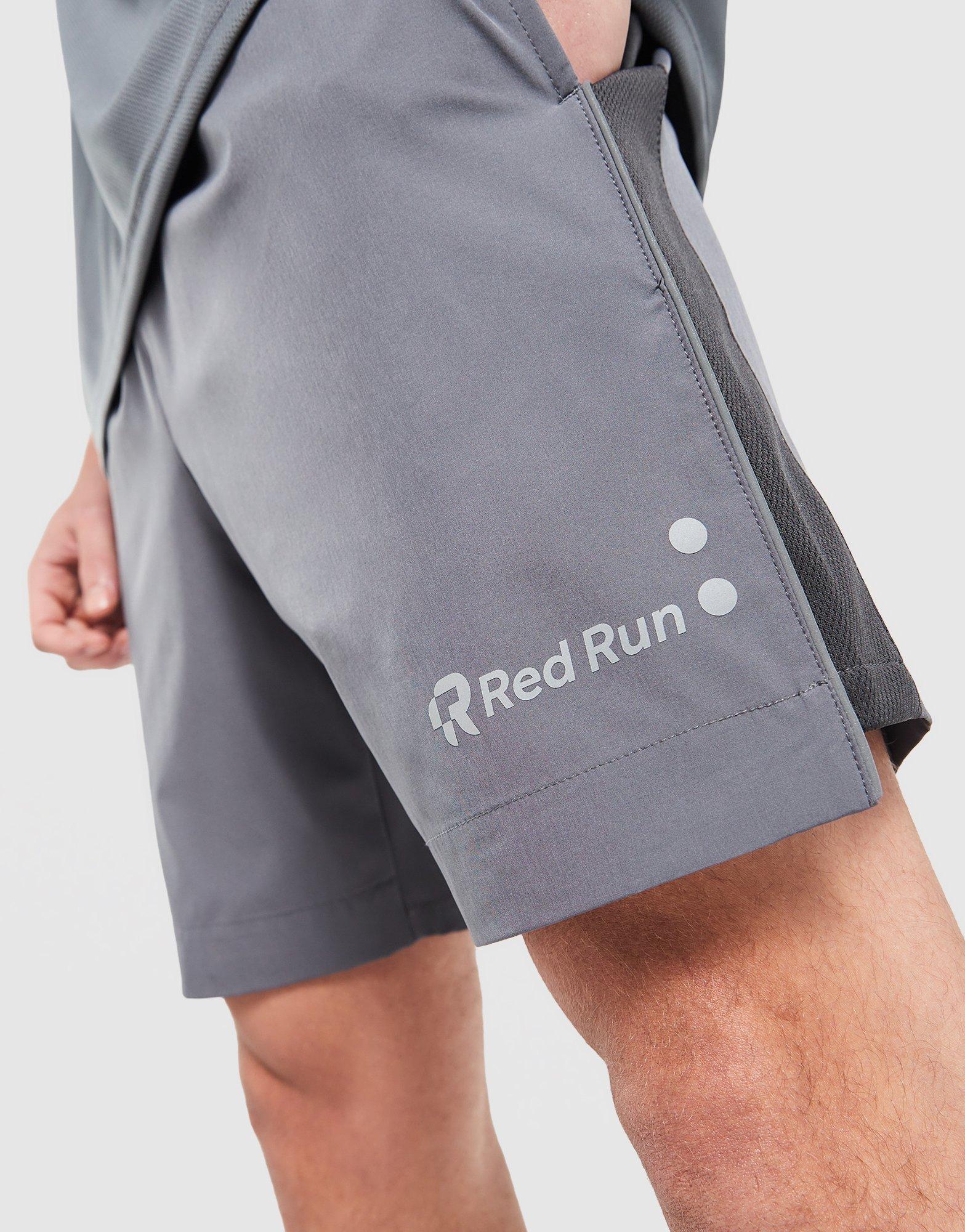 Red Run Activewear Titanium Charcoal Panelled Sports Shorts