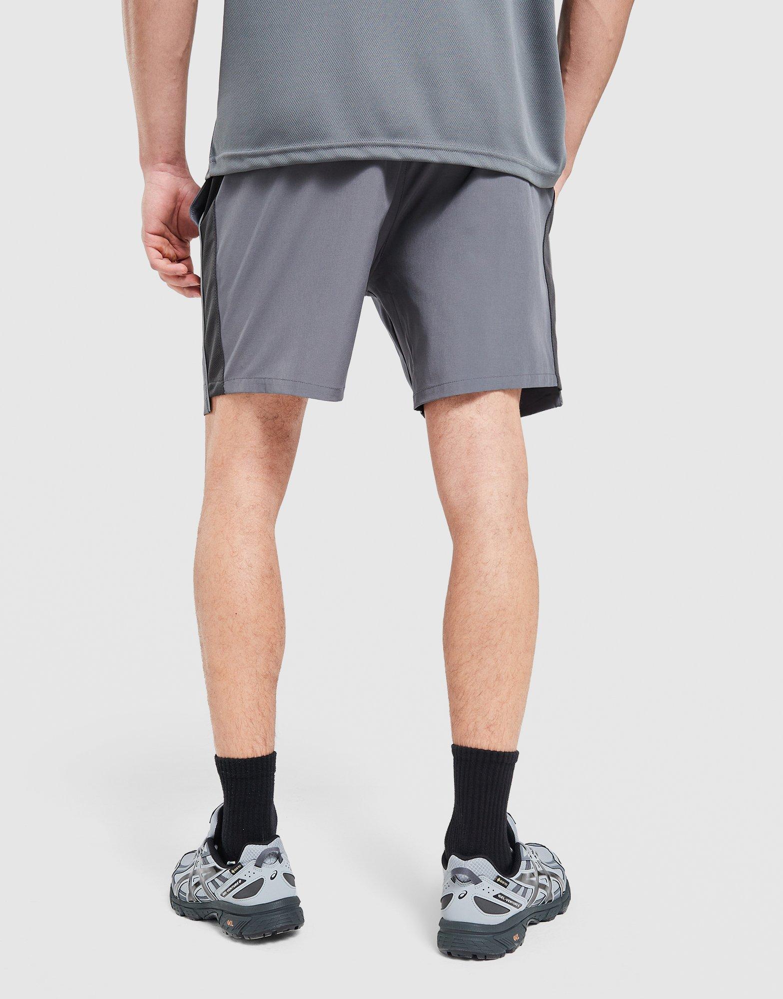 Red Run Activewear Titanium Charcoal Panelled Sports Shorts