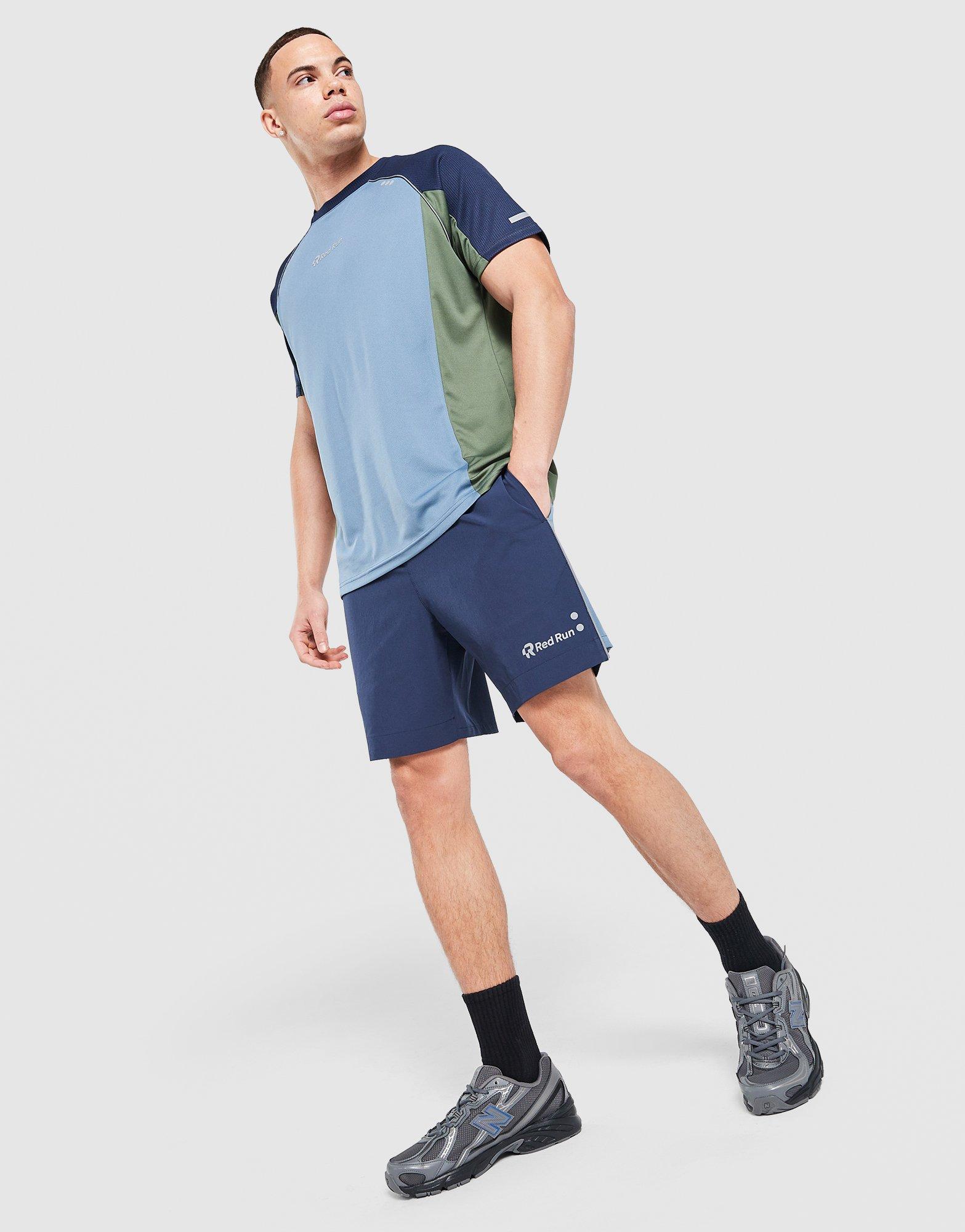 Red Run Activewear Midnight Moss Panelled Sports Shorts