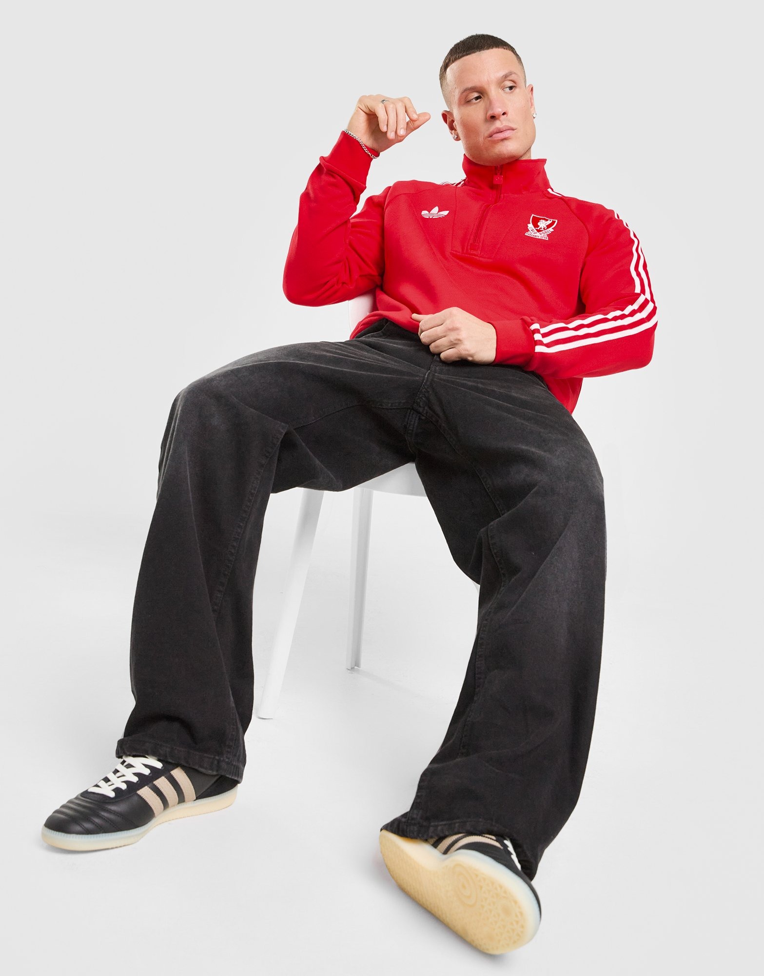 Red adidas Originals Liverpool FC OG 1/2 Zip Sweatshirt - JD