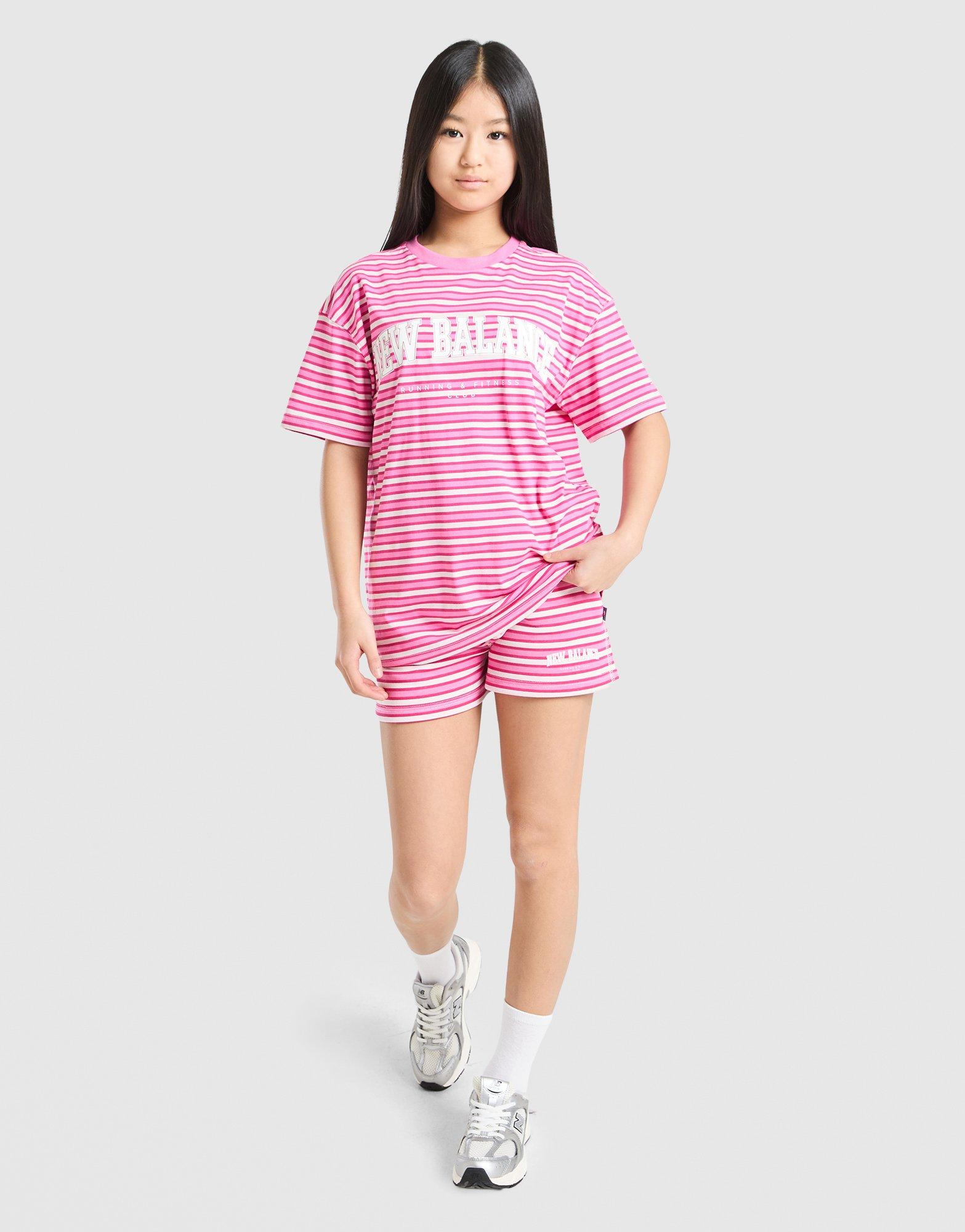 New Balance Girls' Stripe Boyfriend T-Shirt Junior