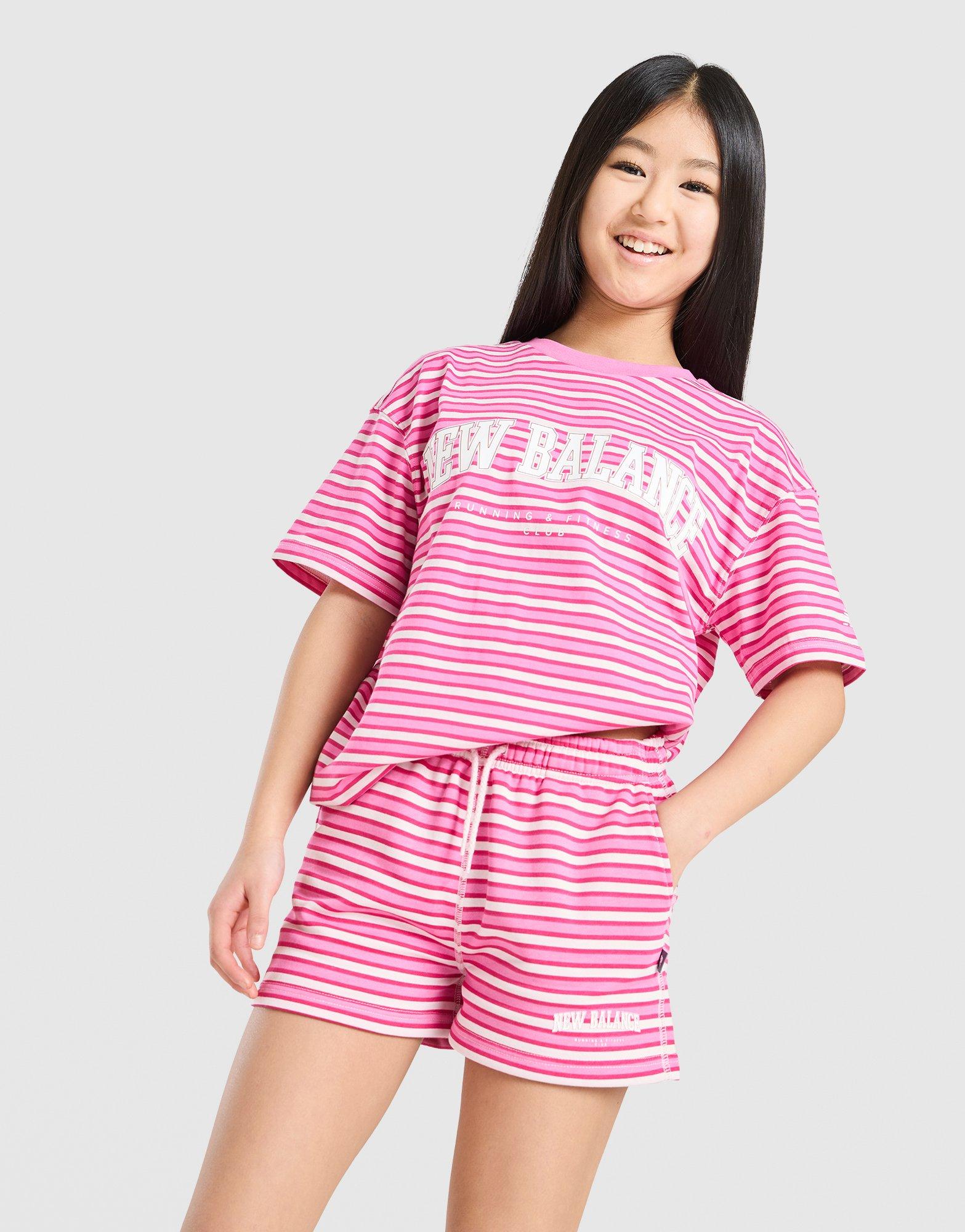 New Balance Girls' Stripe Boyfriend T-Shirt Junior