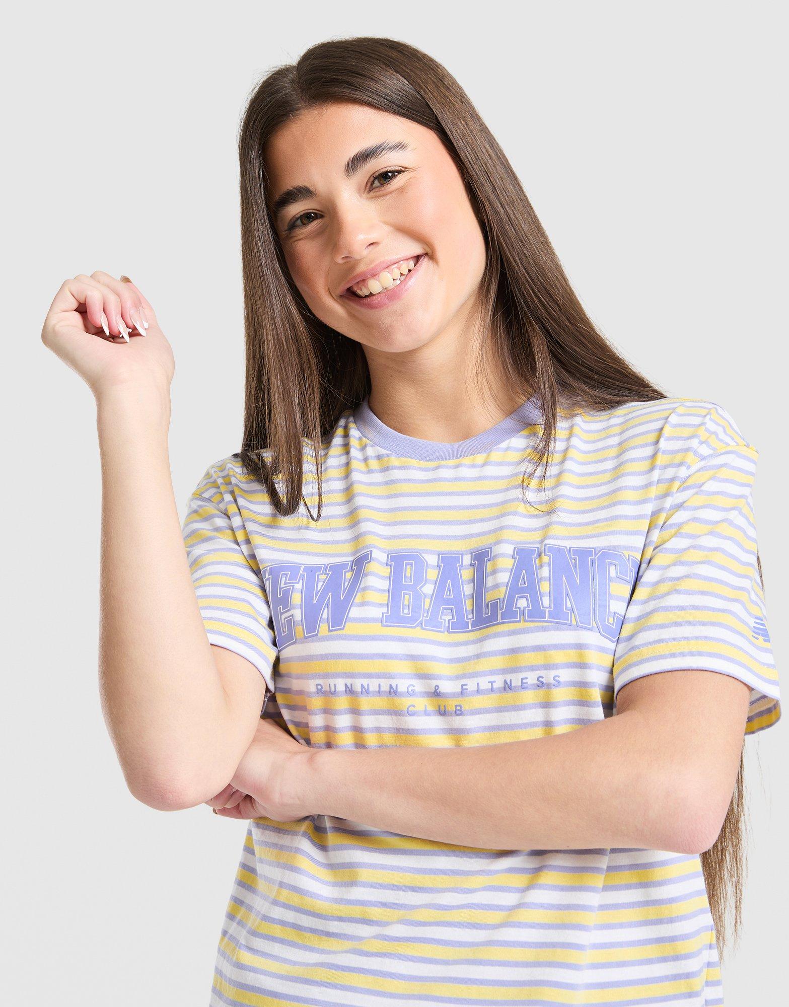 New Balance Girls' Stripe Boyfriend T-Shirt Junior