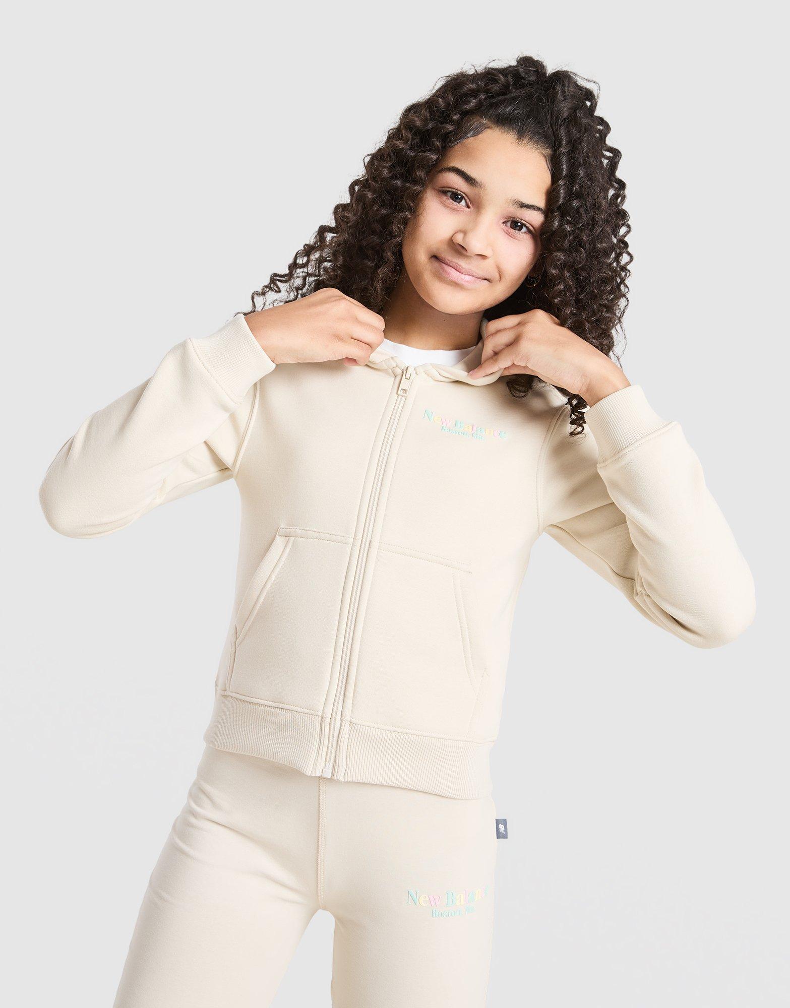 New Balance Girls' Tones Cropped Full Zip Hoodie Junior