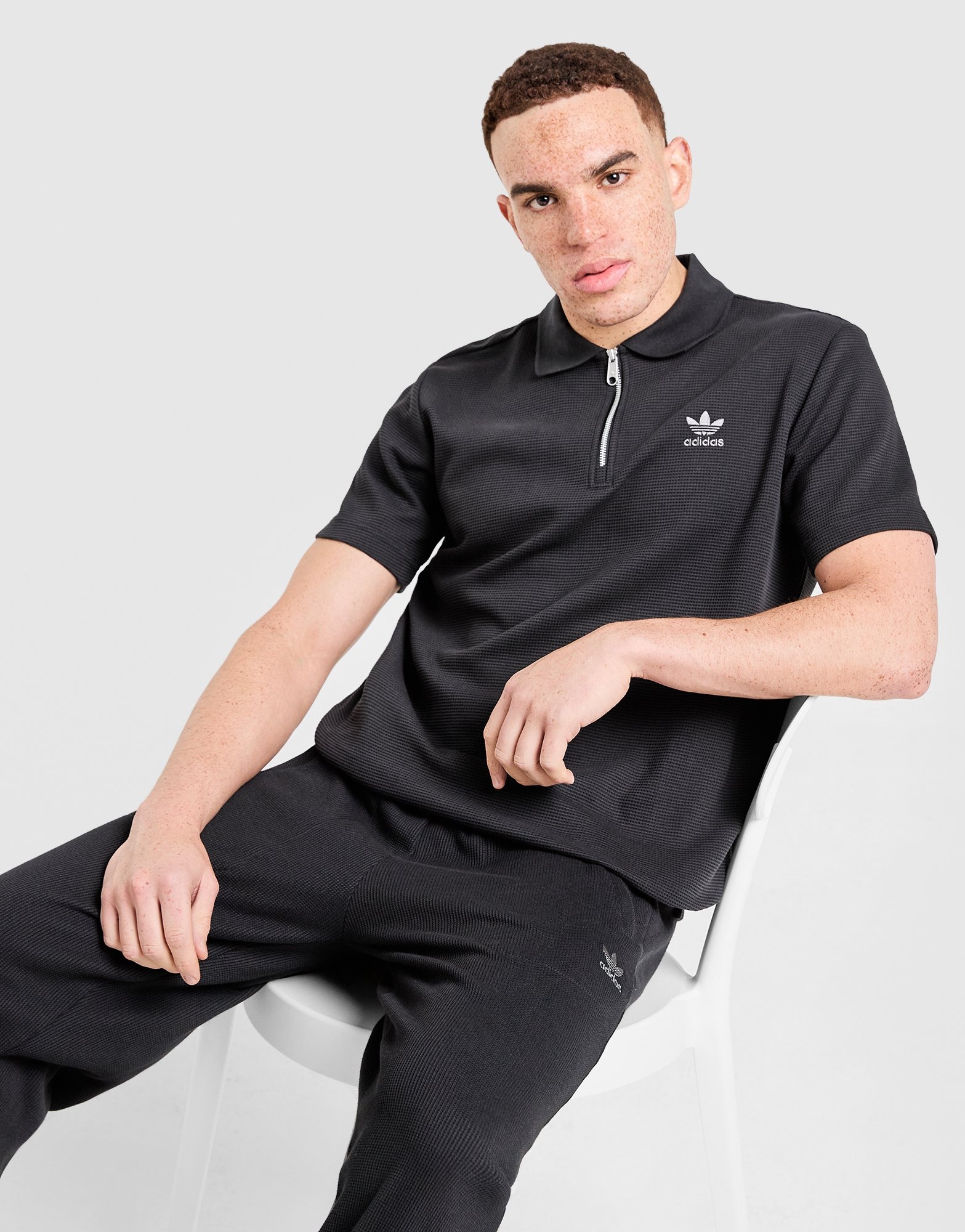 Zwart adidas Originals Waffle Polo Shirt - JD Sports Nederland