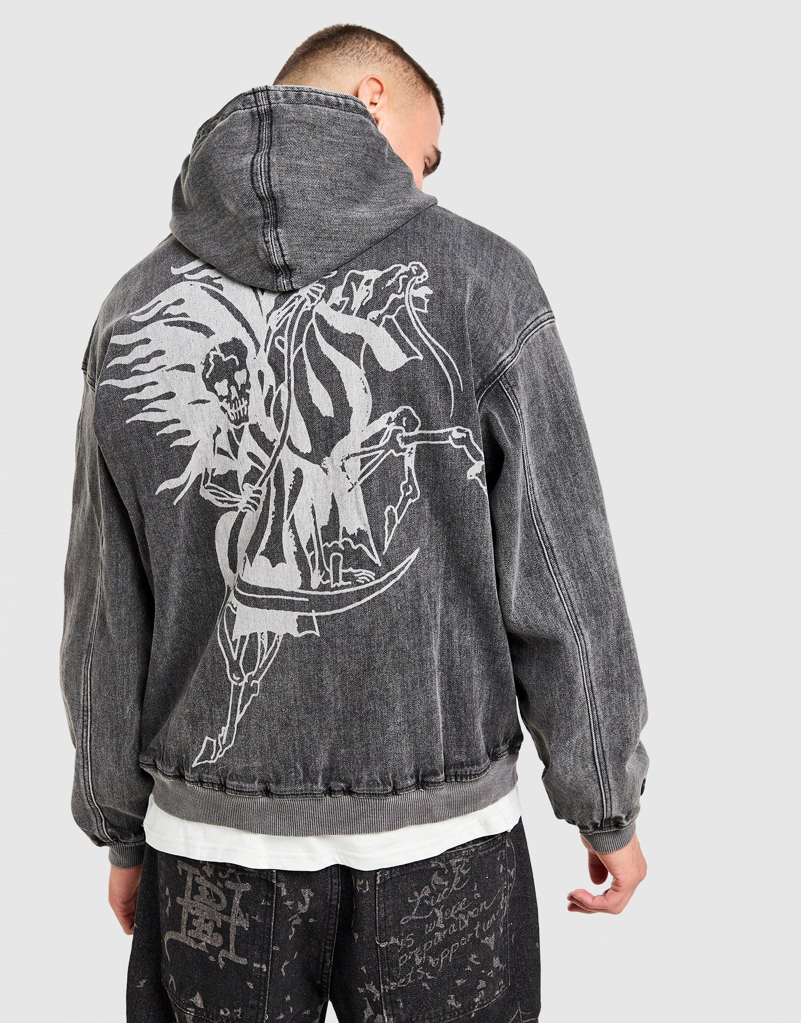 Ed Hardy Acid Wash Denim Hoodie