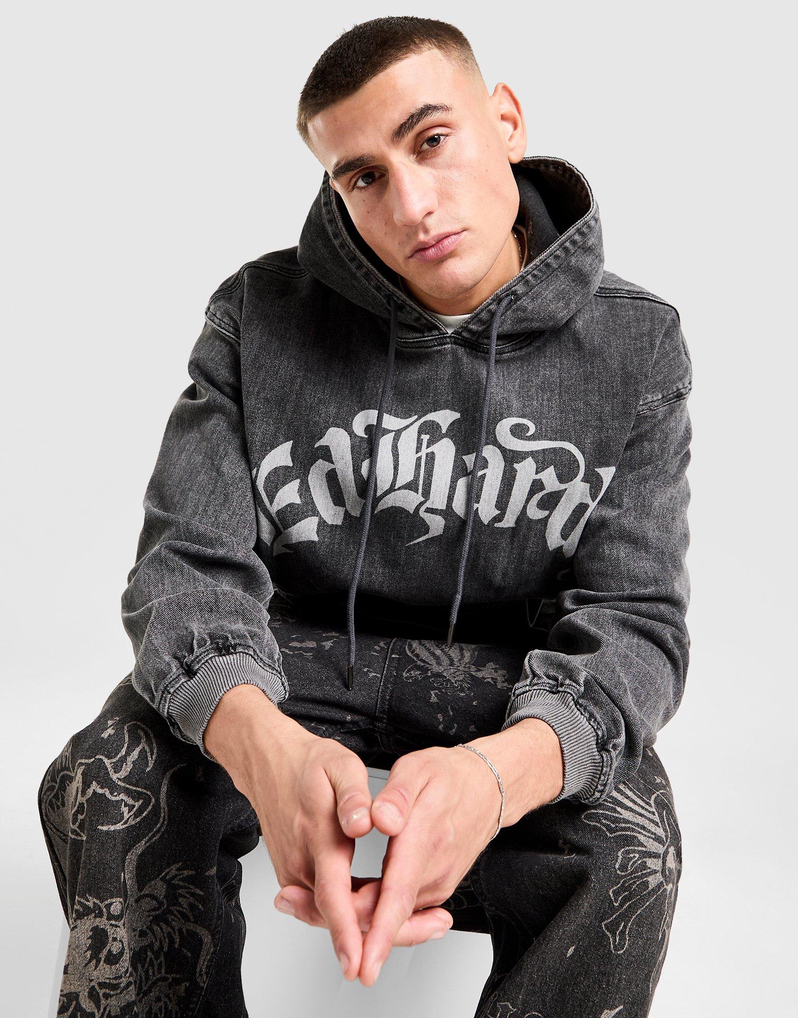 Ed Hardy Acid Wash Denim Hoodie