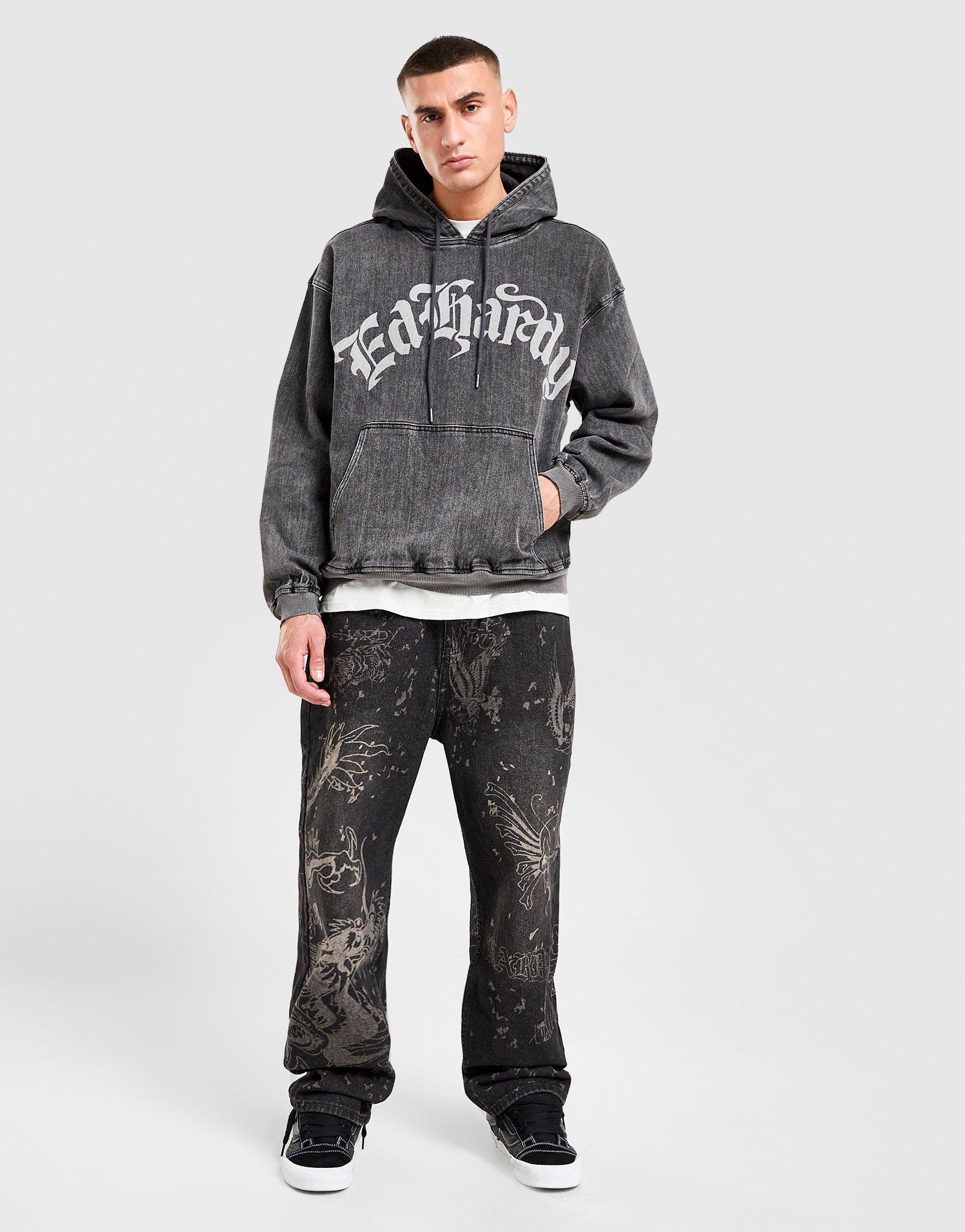 Ed Hardy Acid Wash Denim Hoodie
