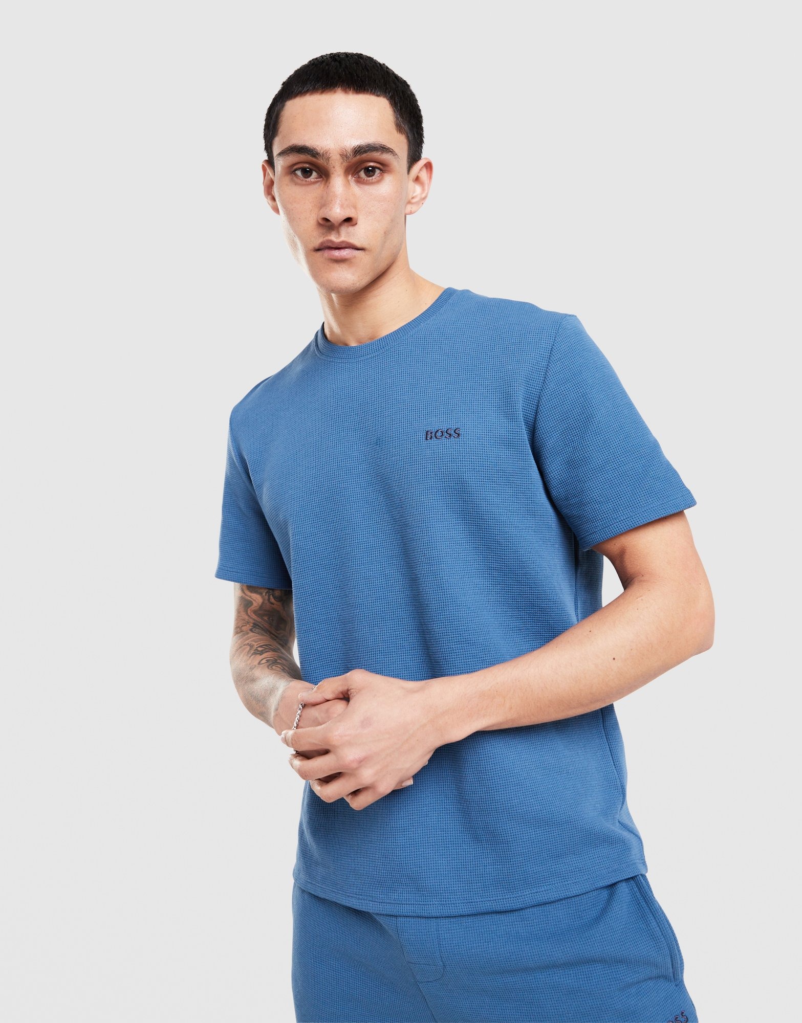 トップス na.e Comfort Shirt_ Blue Blue BOSS Waffle T-Shirt | JD Sports UK