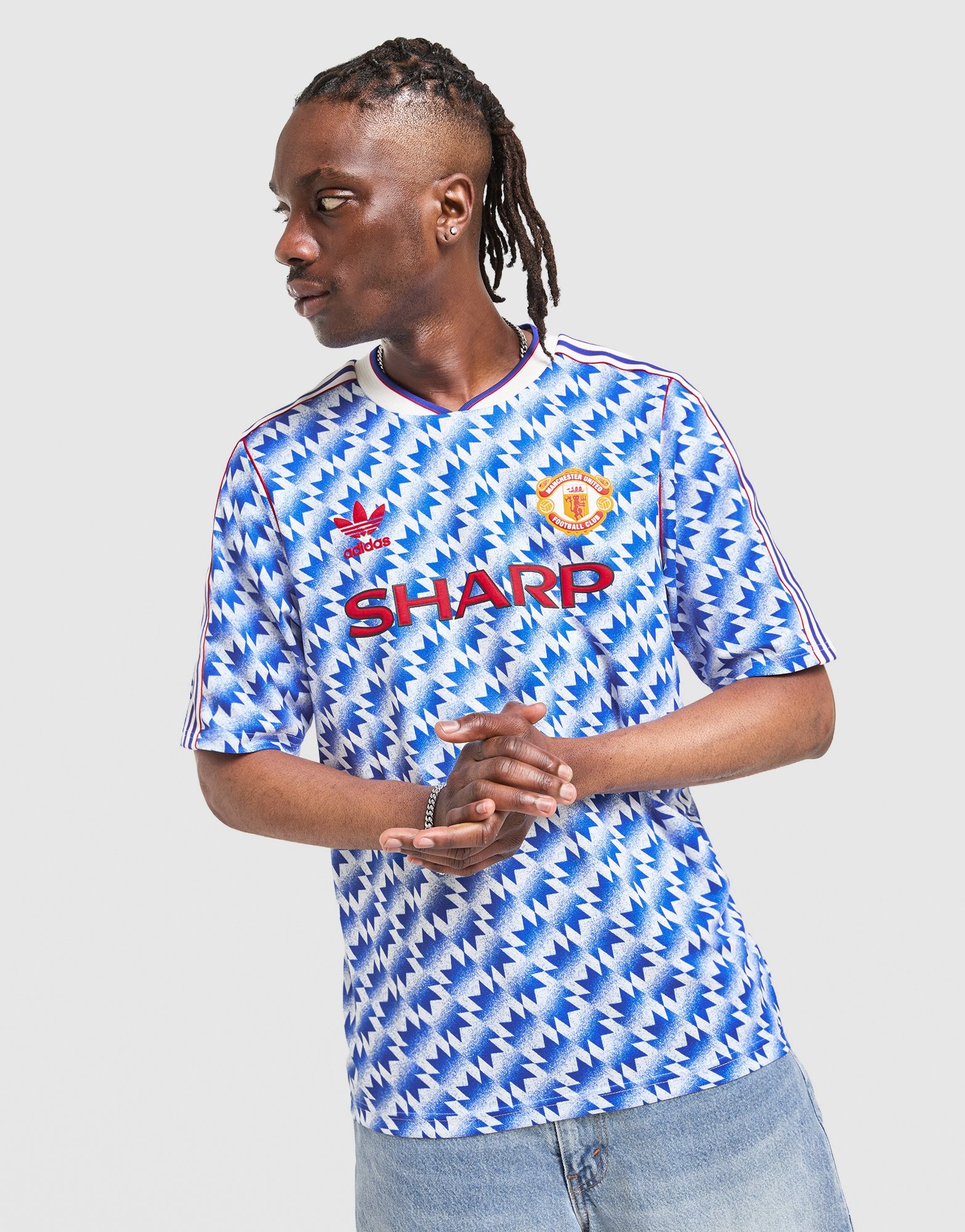 Blue adidas Originals Manchester United FC 1990-92 Away Shirt - JD