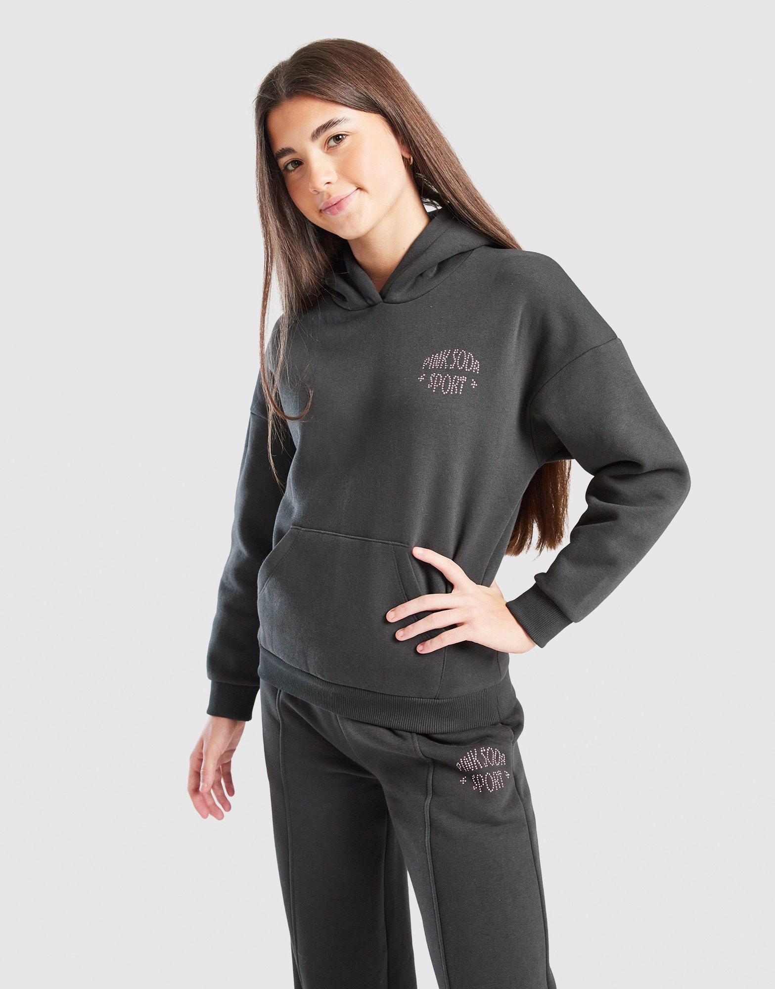Pink Soda Sport Girls' Rhinestone Felpa con cappuccio Junior