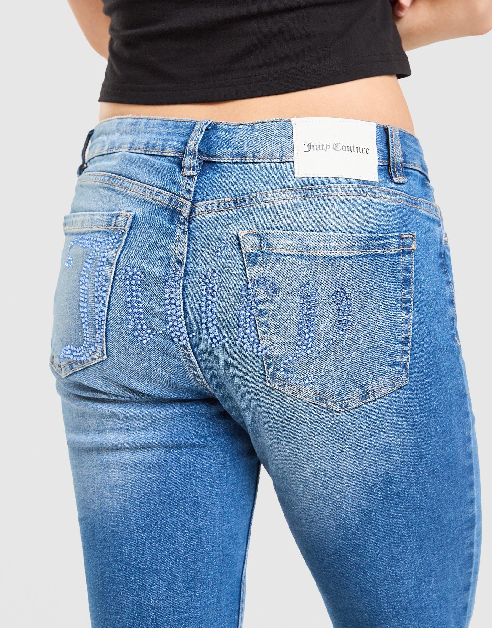 JUICY COUTURE Low Rise Diamante Denim Jeans
