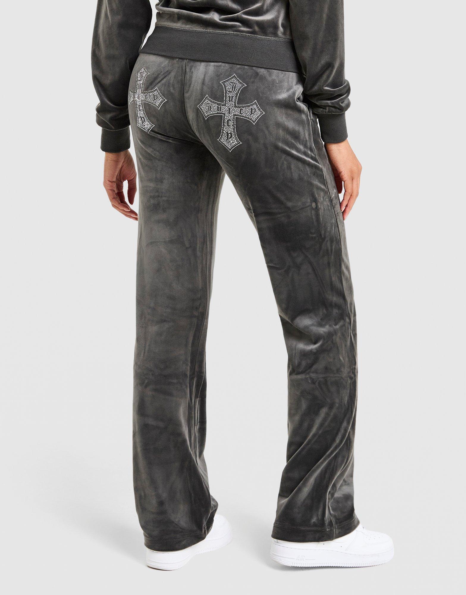 JUICY COUTURE Cross Wash Velour Track Pants